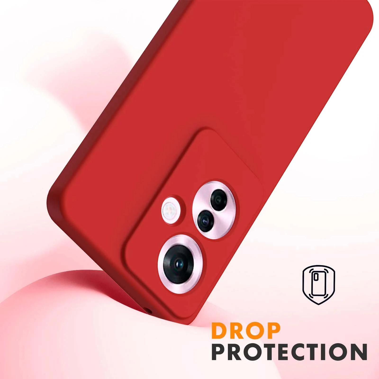 DL3 Mobilak Liquid Silicone Protective Case for OPPO Reno11 F 5G with Camera Protection and Microfiber Lining - Red