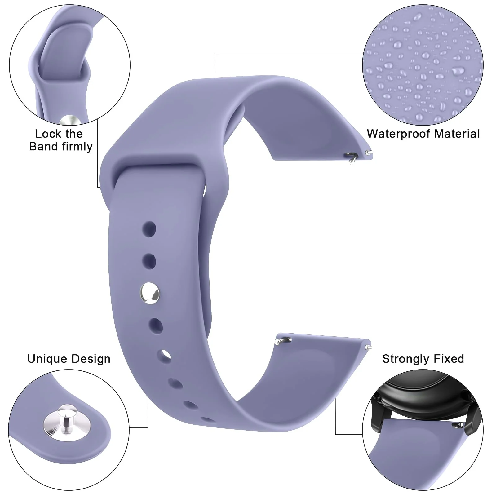 DL3 Mobilak Straps Compatible with Xiaomi Redmi Watch 5 Active/Redmi Watch 5 Lite Bracelets for Men Women, 22mm Soft Silicone Strap, Waterproof Adjustable Band Sports Replacement - Lavender