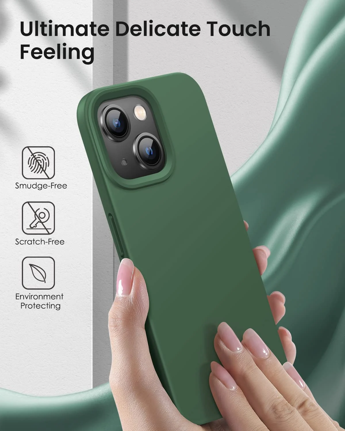 DL3 Mobilak Liquid Silicone Protective Case with Soft Microfiber Lining for iPhone 14 (6.1 Inch) - Clover