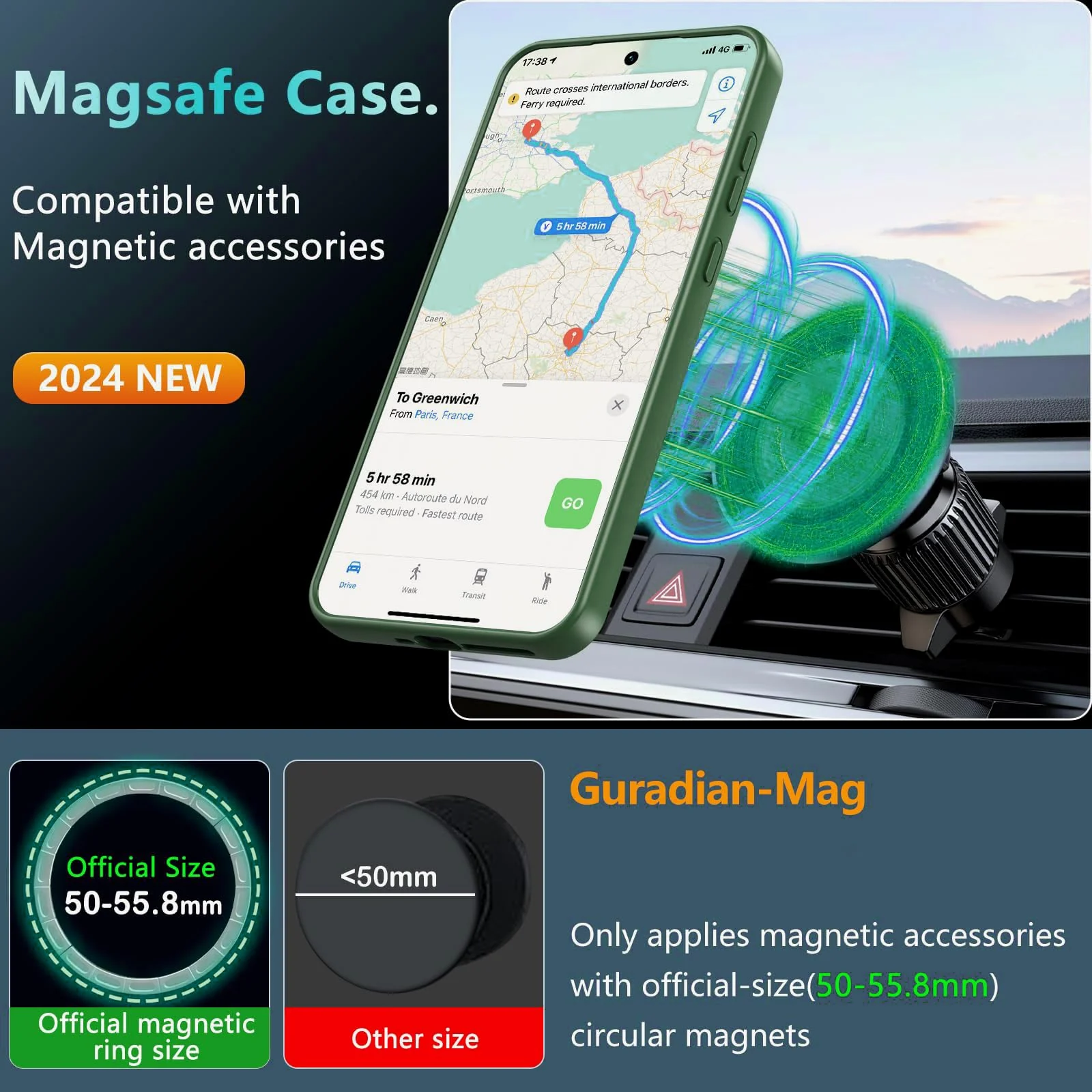 DL3 Mobilak Clear MagSafe-Compatible TPU Case for Samsung Galaxy S24 Fe - Green