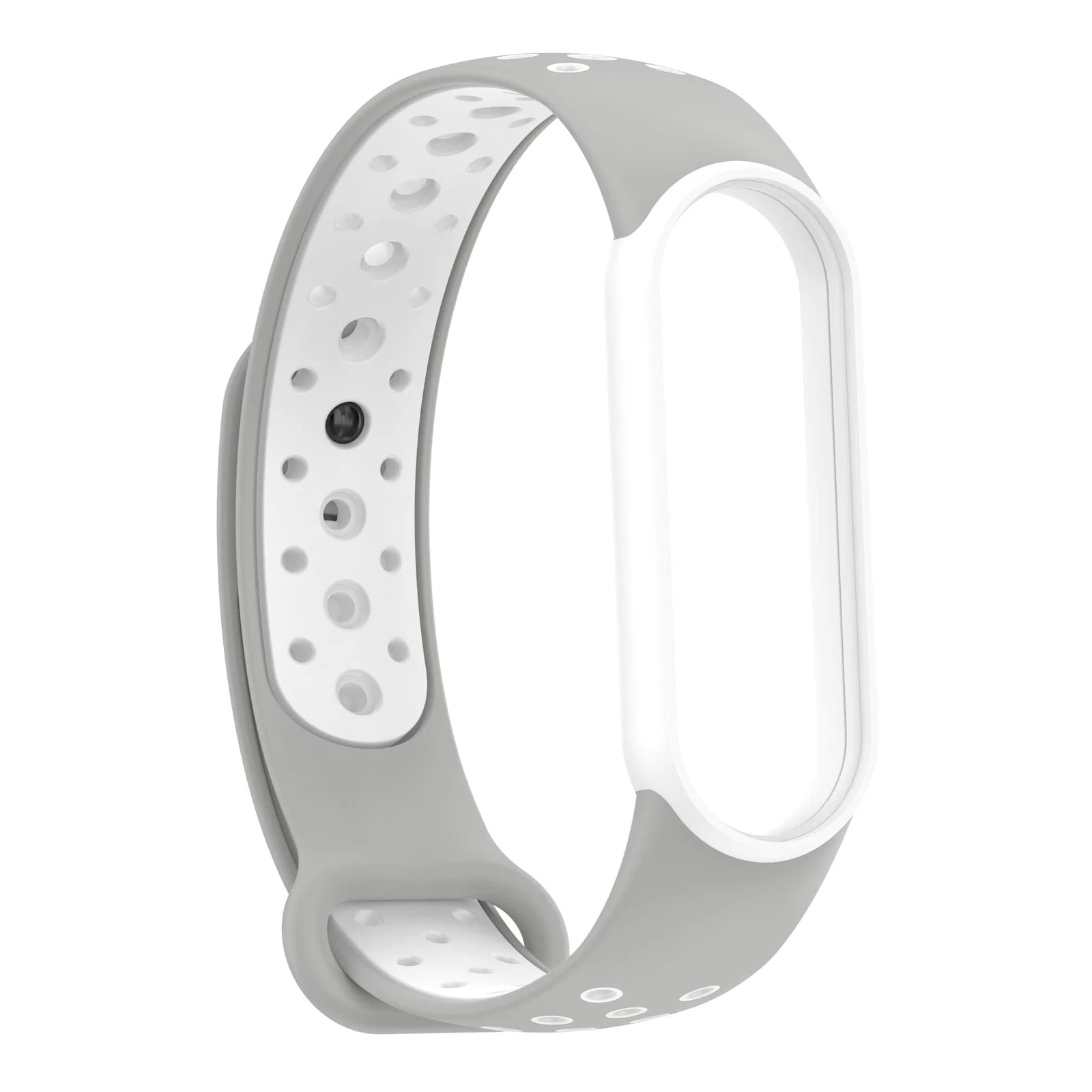 DL3 Mobilak Strap Compatible with Xiaomi Mi Band 4 / Mi Band 3, Women Men Armband, Two Colours Breathable Adjustable Soft Silicone Replacement Strap Compatible with Xiaomi Mi Band 3/4 - Gray White