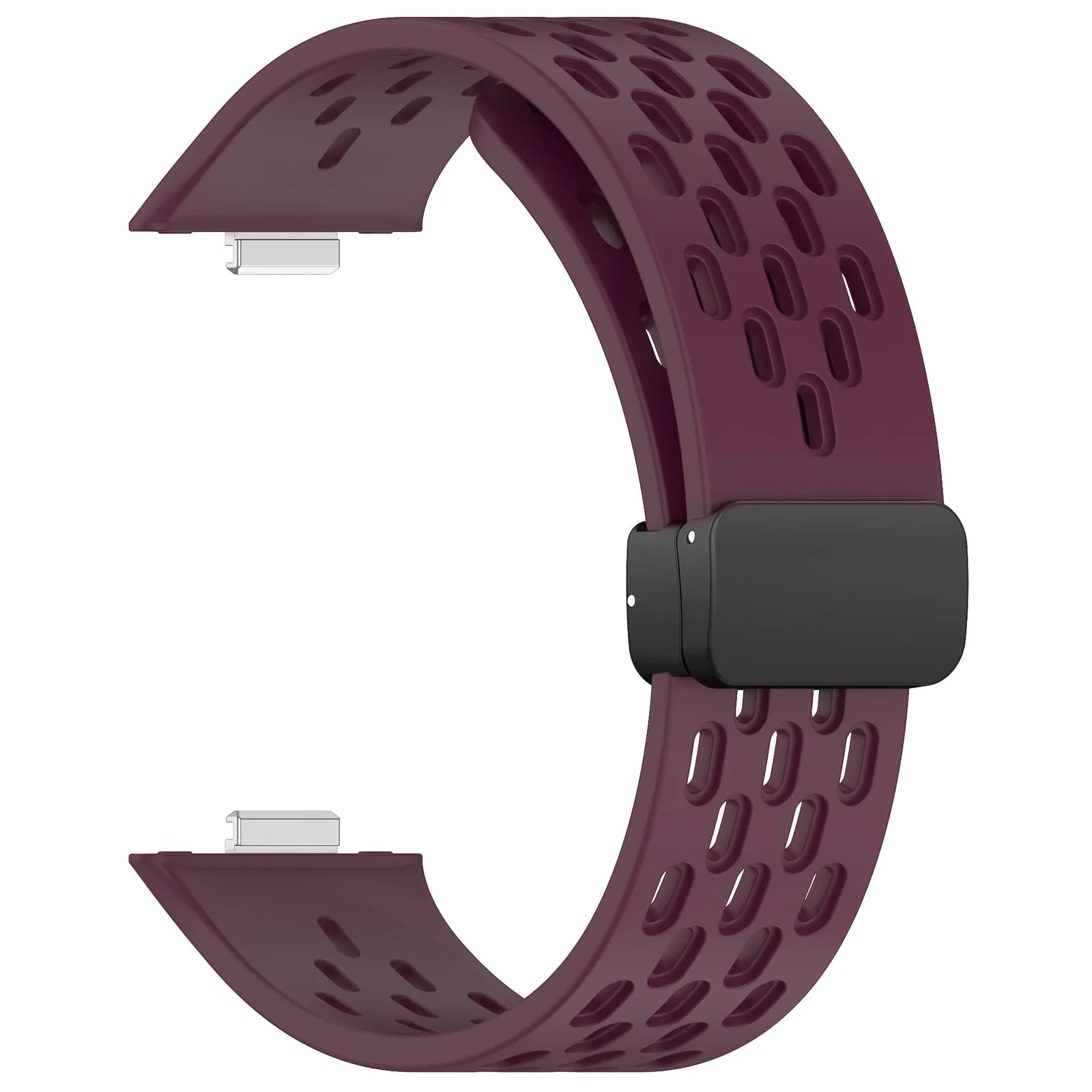 DL3 Mobilak Silicone Strap Compatible with Huawei Watch Fit 3/Fit 4/Fit 4 Pro Magnetic Metal Buckle Sport Silicone Breathable Strap for Men Women Band Quick Release Soft Replacment Wristband - Wine Red