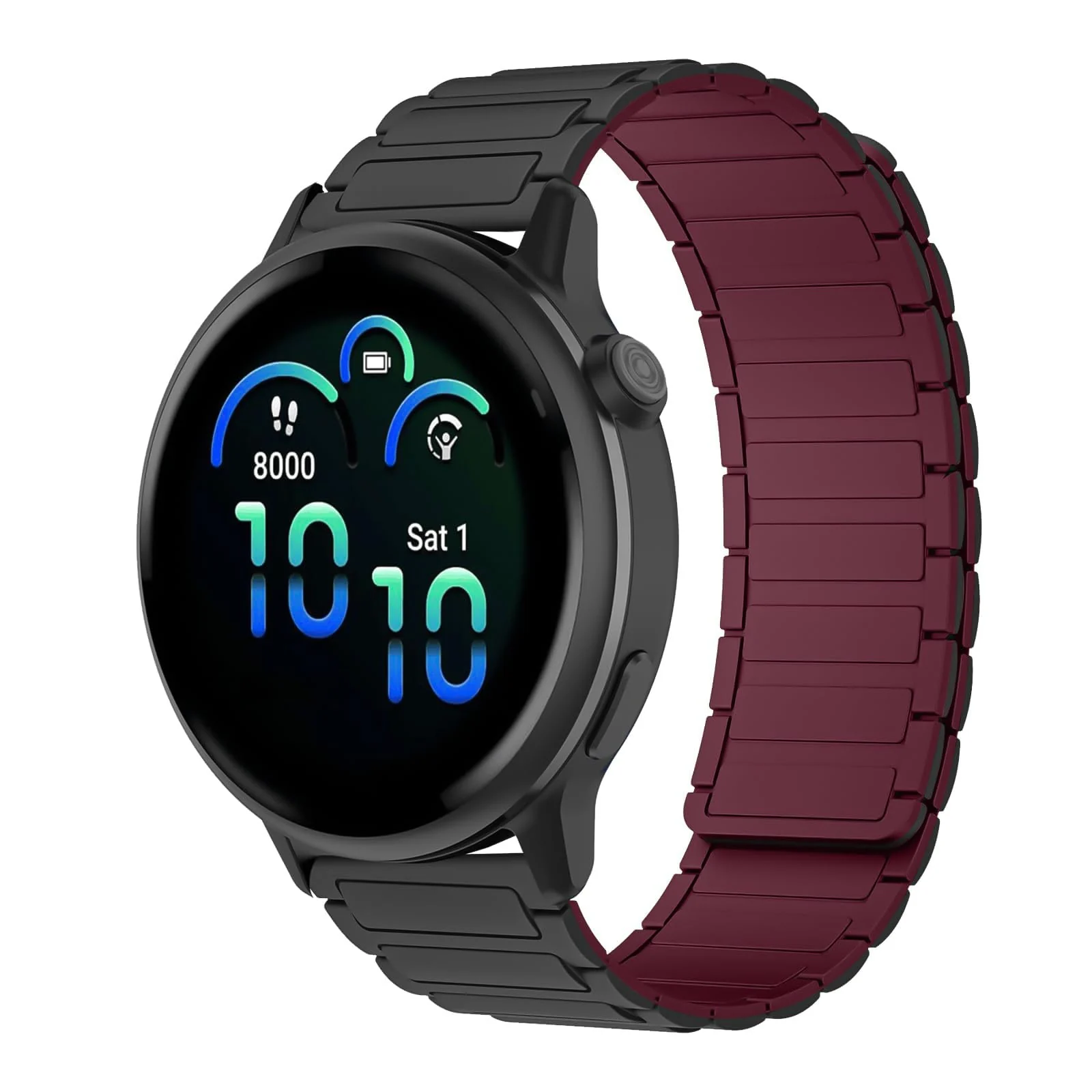 DL3 Mobilak 22mm Silicone Magnetic Strap for Xiaomi Redmi Watch 5 Active/5 Lite/Samsung Galaxy Watch 46mm/Watch 3 45mm/Gear S3/Huawei watch (GT6 GT5 GT4 GT3 GT2 GT 46MM)/GT2E/GT6 Pro/GT 5 Pro/Amazfit GTR4/Bip 6 - Black Wine Red