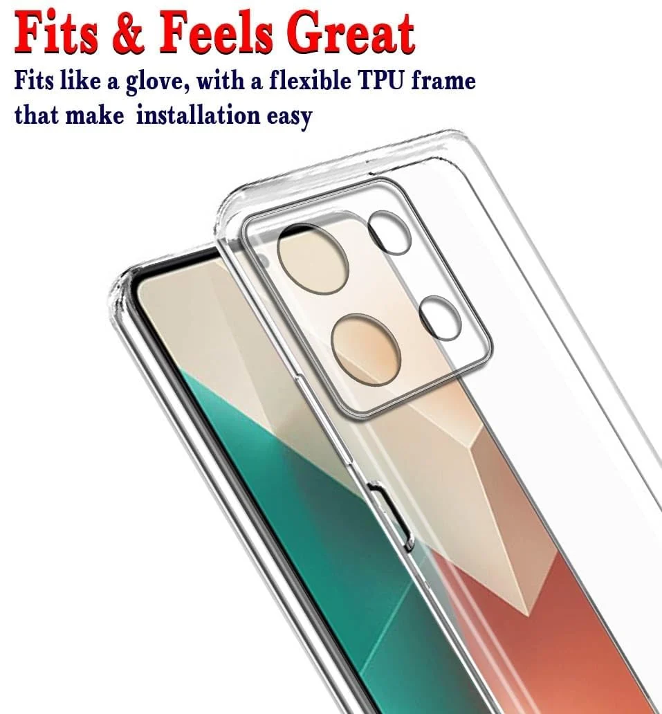 DL3 Mobilak Case Compatible with Xiaomi Redmi Note 13 5G (Not Fit 4G) Case Crystal Soft TPU Gel Case Flexible Silicone Anti-Scratch Camera Protection TPU Cover - Clear
