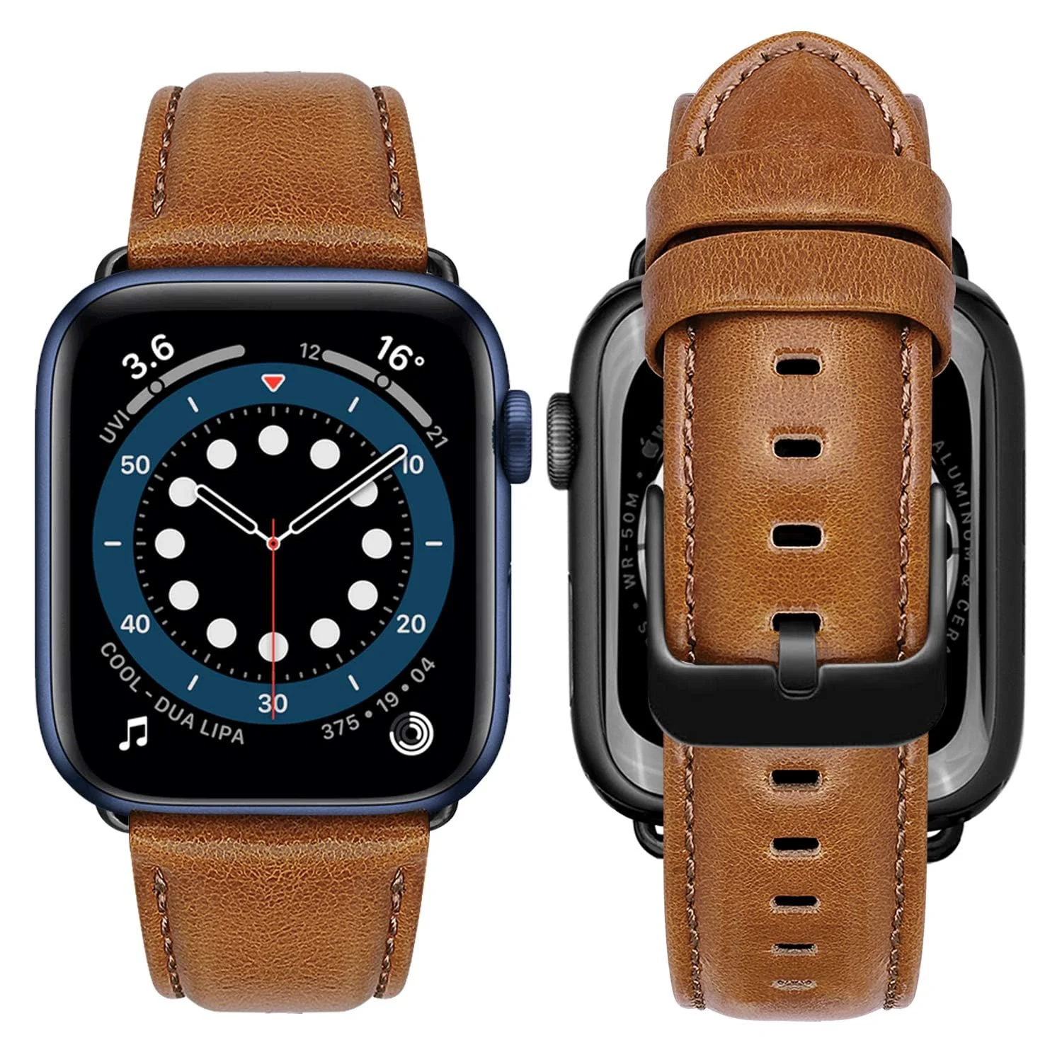 DL3 Mobilak Compatible with Apple Watch Band 49mm 46mm 45mm 44mm 42mm Leather Band Replacement Strap, Soft Leather Bracelet for iWatch Series 11 10 9 8 7 6 5 4 SE SE2 Ultra 3 2 1 - Black