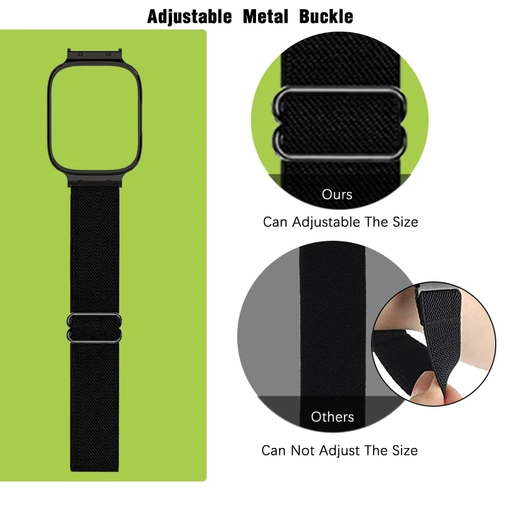 DL3 Mobilak Nylon Strap For Xiaomi Redmi Watch 3 Active/Redmi Watch 3 Lite, Soft Elastic Nylon Straps, Adjustable Stretchy Sports Replacement Bracelets Wristbands for Women Men - Blue Green