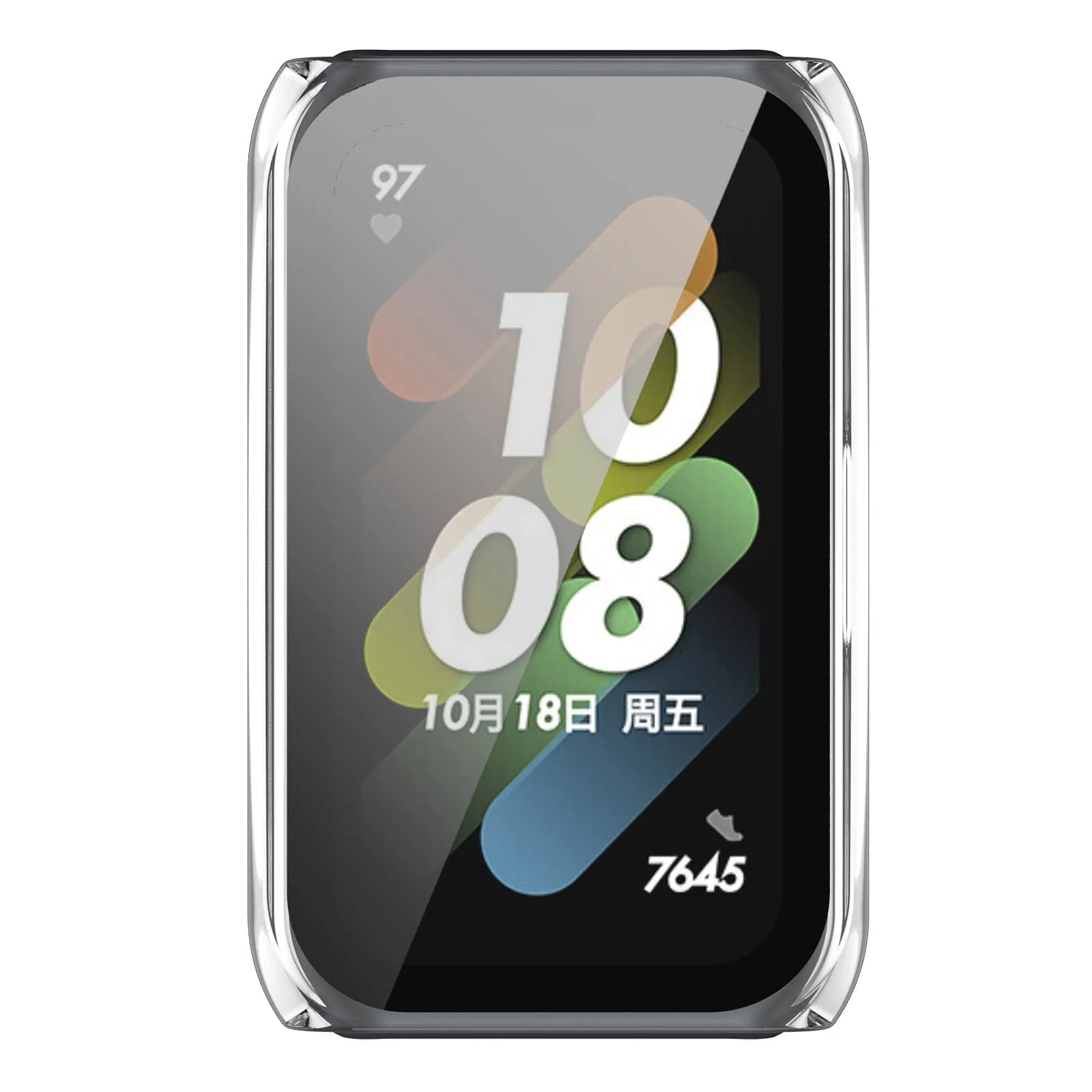DL3 MOBILAK Full-Coverage Watch Case with Tempered Glass for Huawei Band 6 / Honor Band 6 / Band 7, Clear