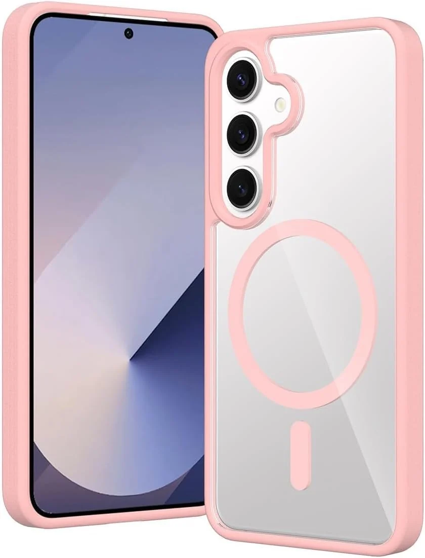 DL3 Mobilak Clear MagSafe-Compatible Magnetic Case for Samsung Galaxy A54 5G with Camera Protection and Magnetic Car-Mount Support - Pink