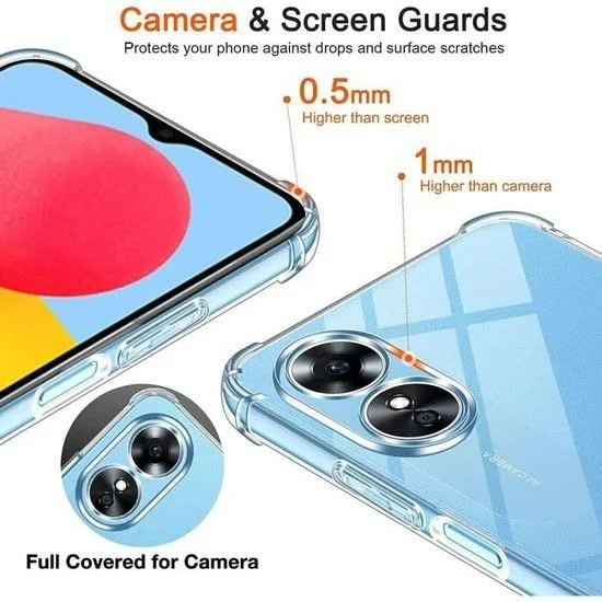 DL3 Mobilak Case Compatible with OPPO A17 / OPPO A17K, Cover Silicone Transparent TPU Gorilla Anti-shock Protector Camera Shockproof Corners - Clear