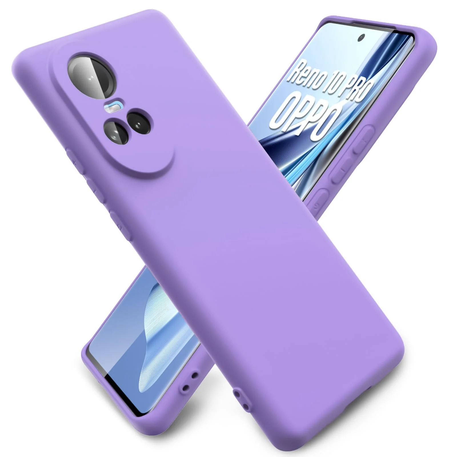 DL3 Mobilak Liquid Silicone Case for OPPO Reno 10 5G / OPPO Reno 10 Pro 5G, Not compatible with MagSafe, Supports wireless charging, Camera protection - Light Purple