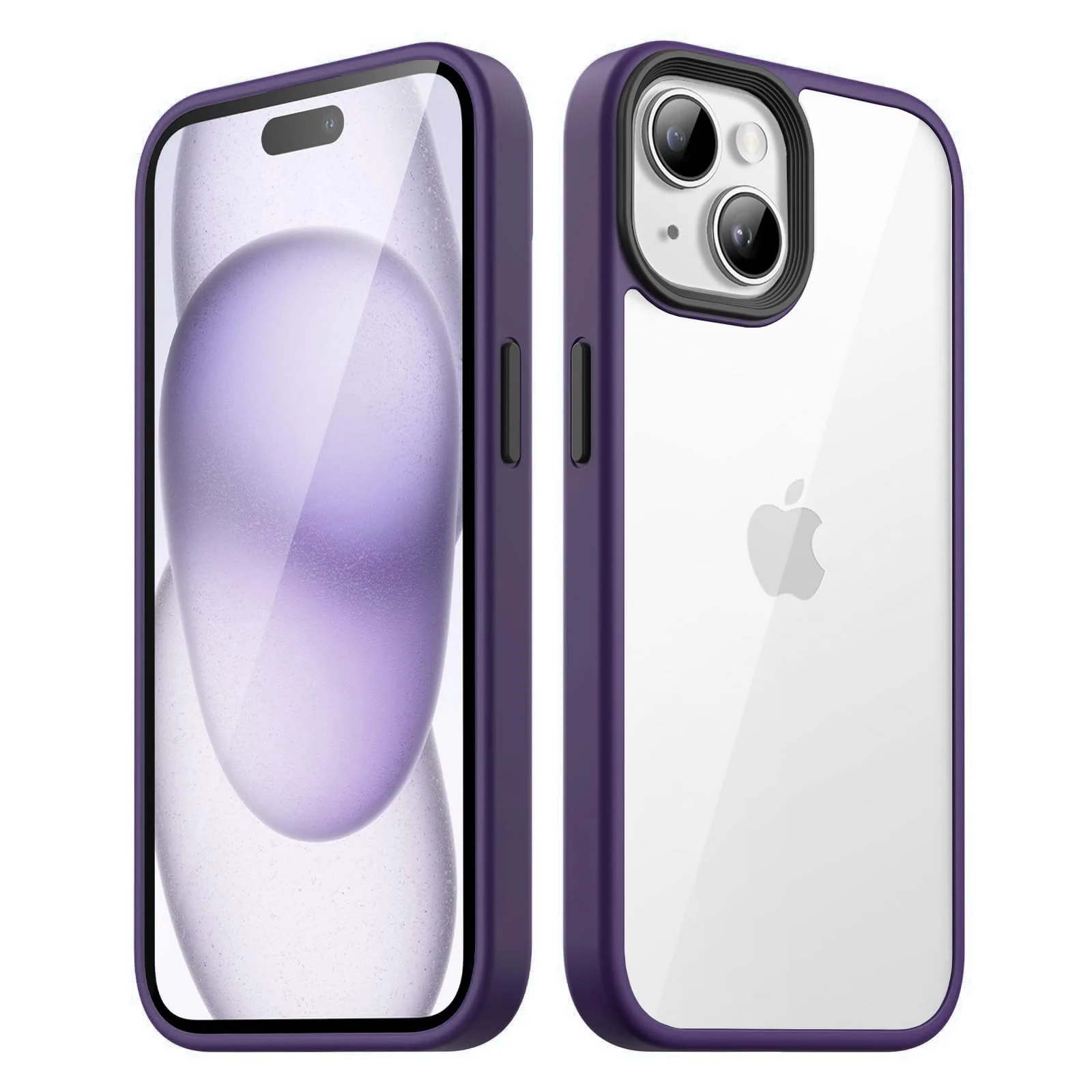 DL3 Mobilak Clear PC and TPU Protective Case for iPhone 15 Plus 6.7-Inch / iPhone 14 Plus 6.7-Inch with Camera Protection and Shockproof Design - B Purple