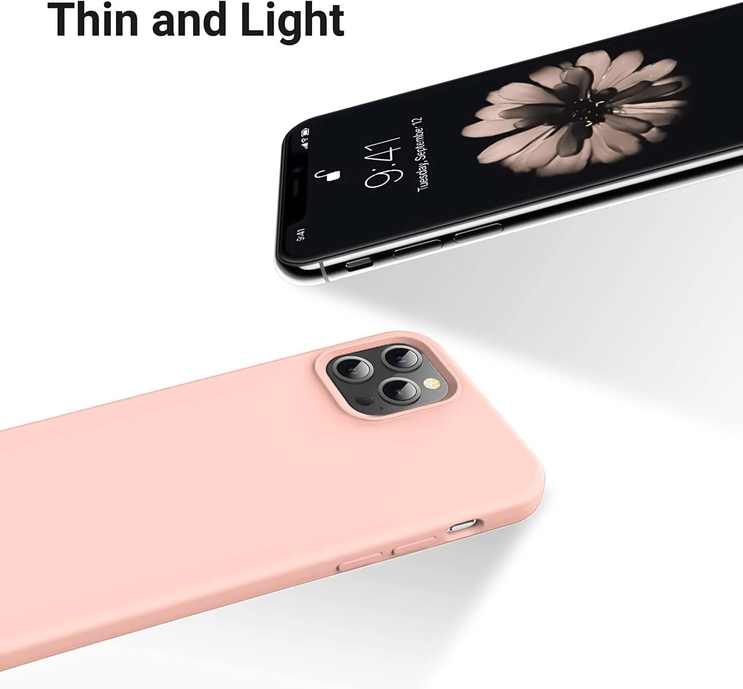 DL3 Mobilak Liquid Silicone Case for iPhone 12 Pro Max (6.7 Inch), Shock-absorbing protection, Scratch-resistant surface, Soft microfiber lining - Pink