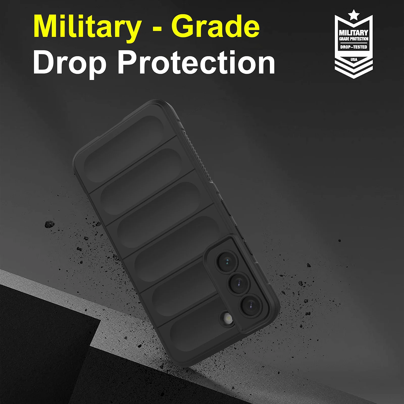 DL3 Mobilak Silicone Case for Samsung Galaxy S21 FE Heavy Duty Protective [Slim Fit] Shockproof Soft Flexible Protective Design Shock-Absorption TPU Cover With Camera Protection - Black