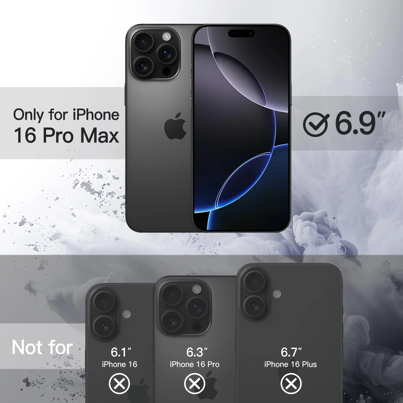 DL3 Mobilak Clear TPU Case for iPhone 16 Pro Max 6.9-Inch, Supports wireless charging, Shock-absorbing protection, Anti-fingerprint finish - Black