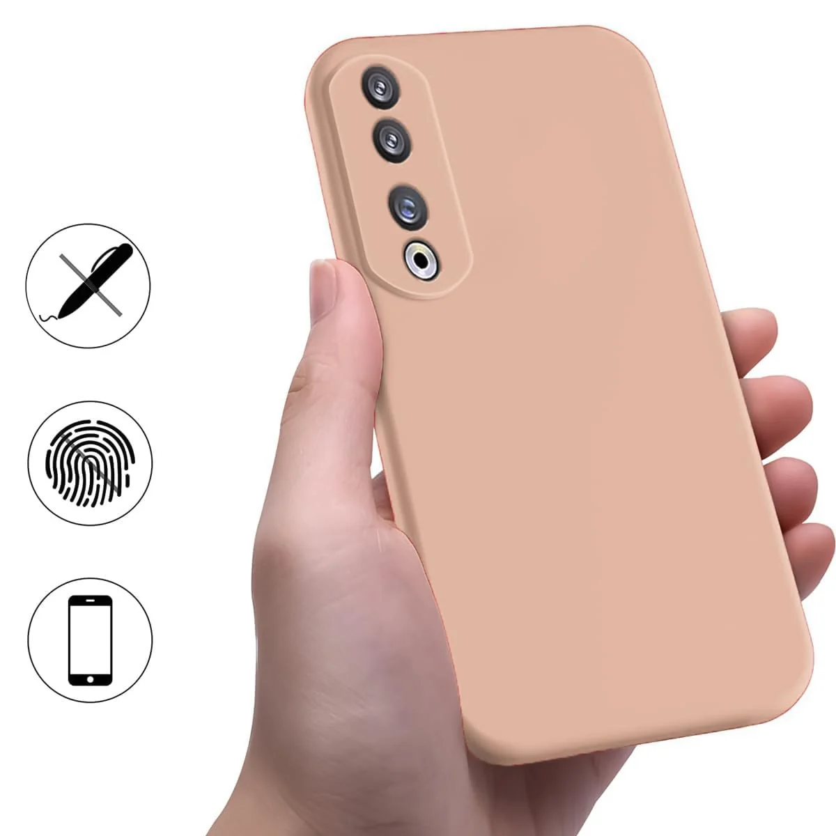 DL3 Mobilak Honor 70 Case, Soft Flexible Silicone Gel Rubber Bumper Cover, Slim Fit Full Body Shockproof Protective Phone Case - Light Orange