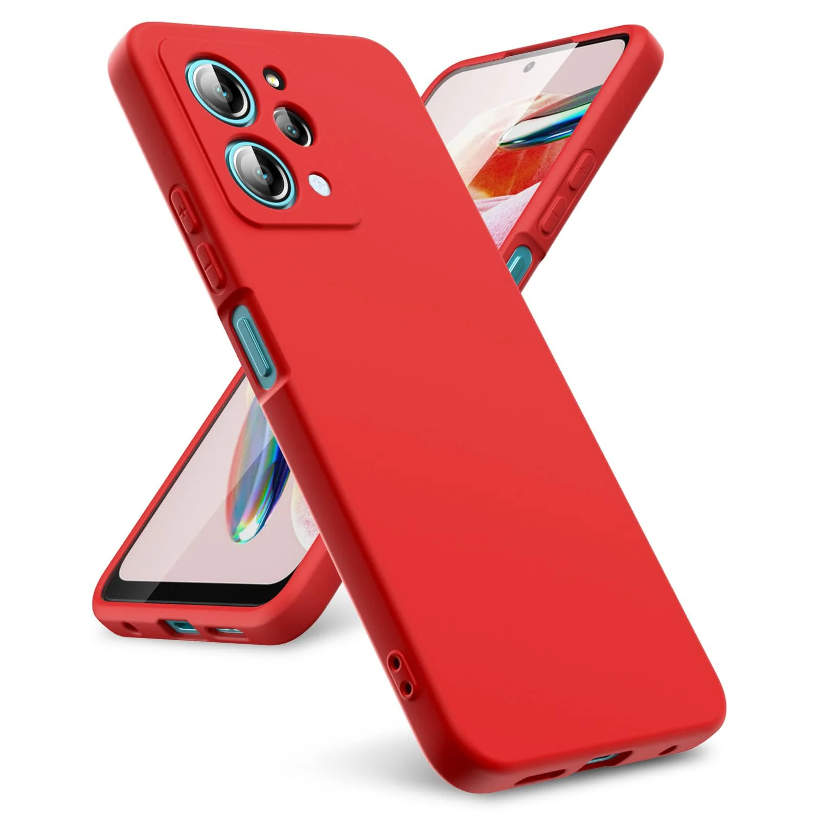 DL3 Mobilak Liquid Silicone Case for Xiaomi Redmi 12 4G / Xiaomi Redmi 12 5G / Poco M6 Pro 5G, Shock-absorbing protection, Scratch-resistant surface, Soft microfiber lining - Red