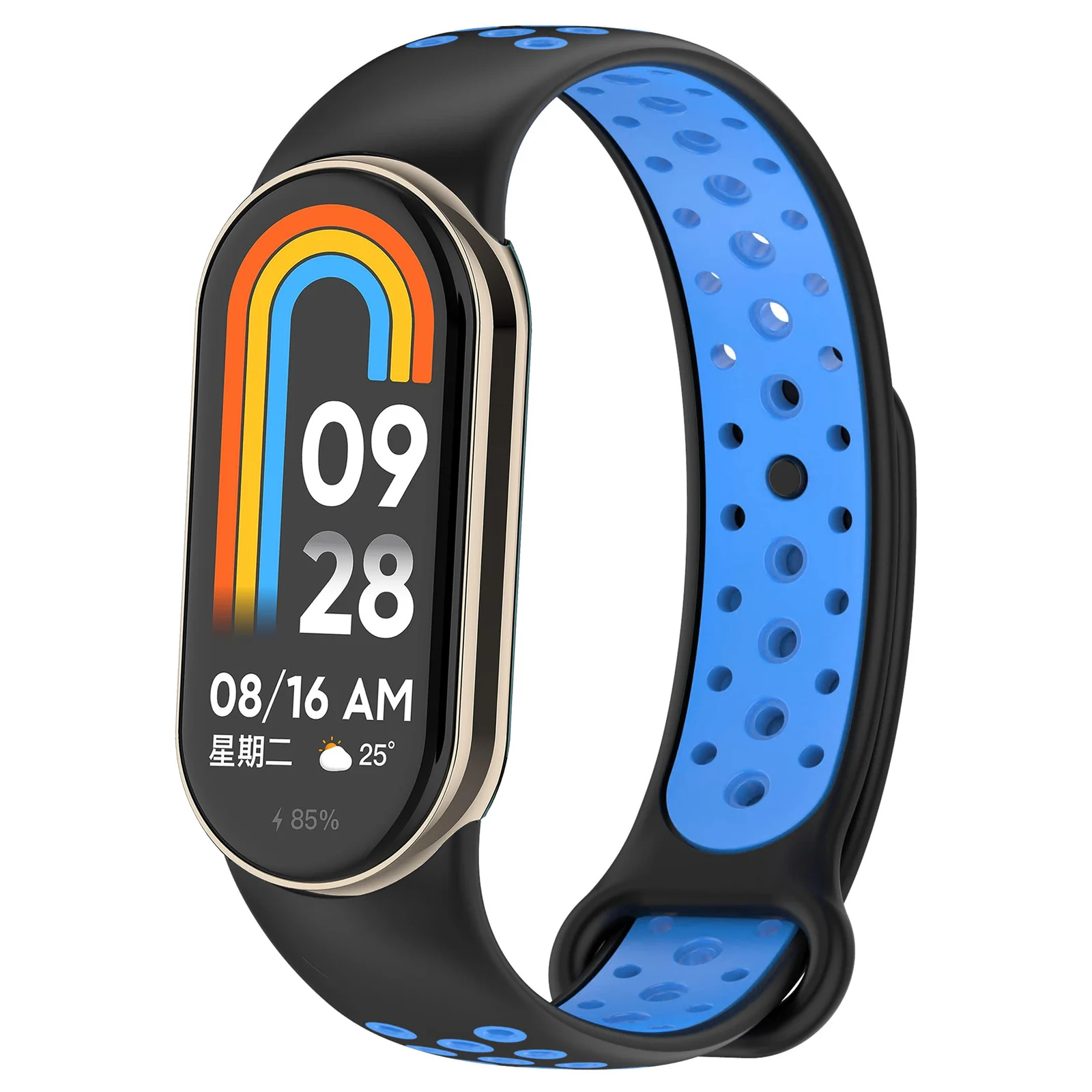 DL3 Mobilak Strap for Xiaomi Mi Band 9 / Mi Band 8, Breathable Sport Silicone Watch Band Strap, Replacement Bracelet Wristband Wrist Strap for Xiaomi Smart Band 9/Xiaomi Smart Band 8 Watch Accessories - Black Blue