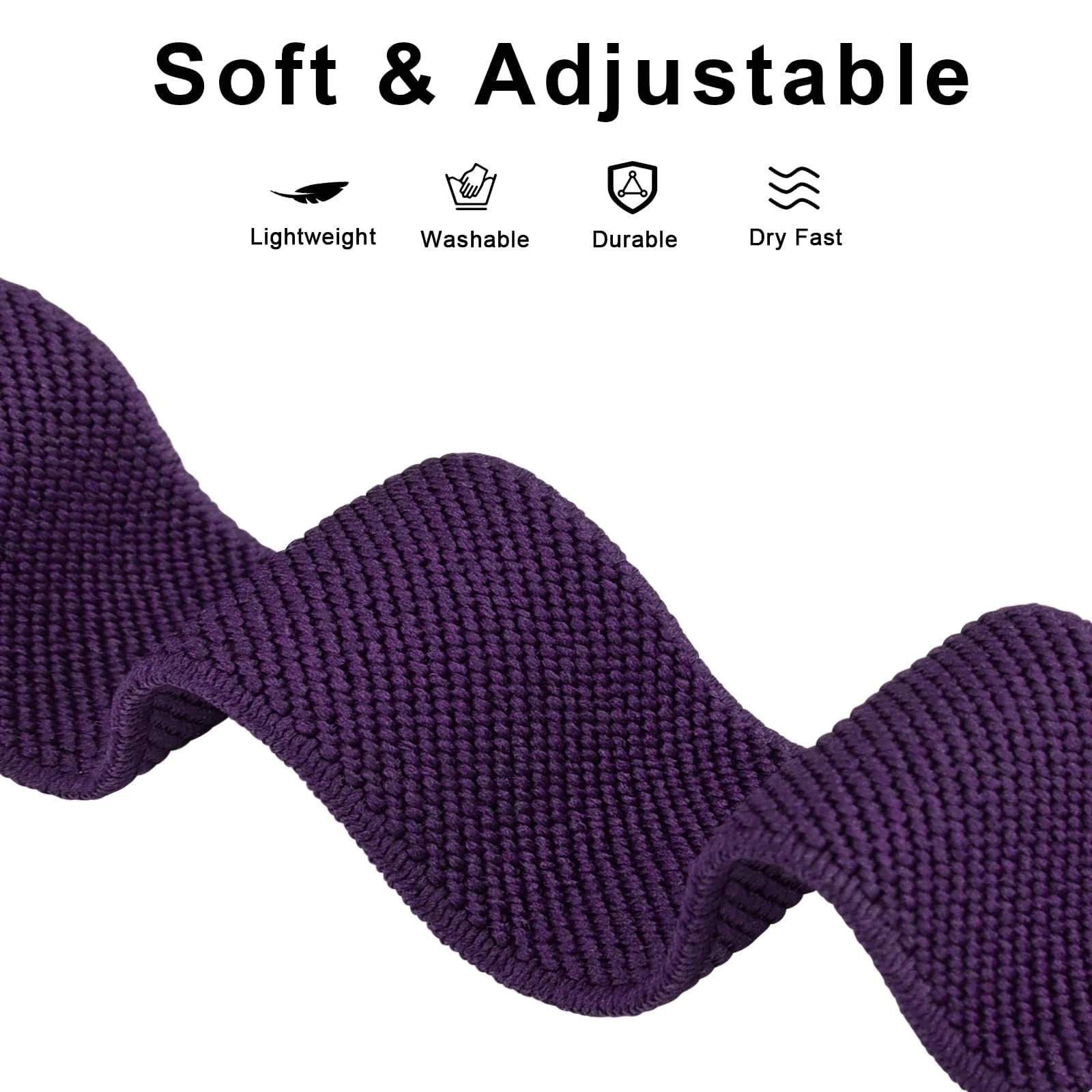 DL3 Mobilak Strap Nylon Loop 22MM Band For Xiaomi Redmi Watch 5 Active/5 Lite/Samsung Galaxy Watch 3 45mm/Watch 46mm/Gear S3/For Huawei watch GT5 GT4 GT3 GT2 GT 46MM/GT2E/GT2 Pro/GT 3 Pro/GT5 Pro - Deep Purple