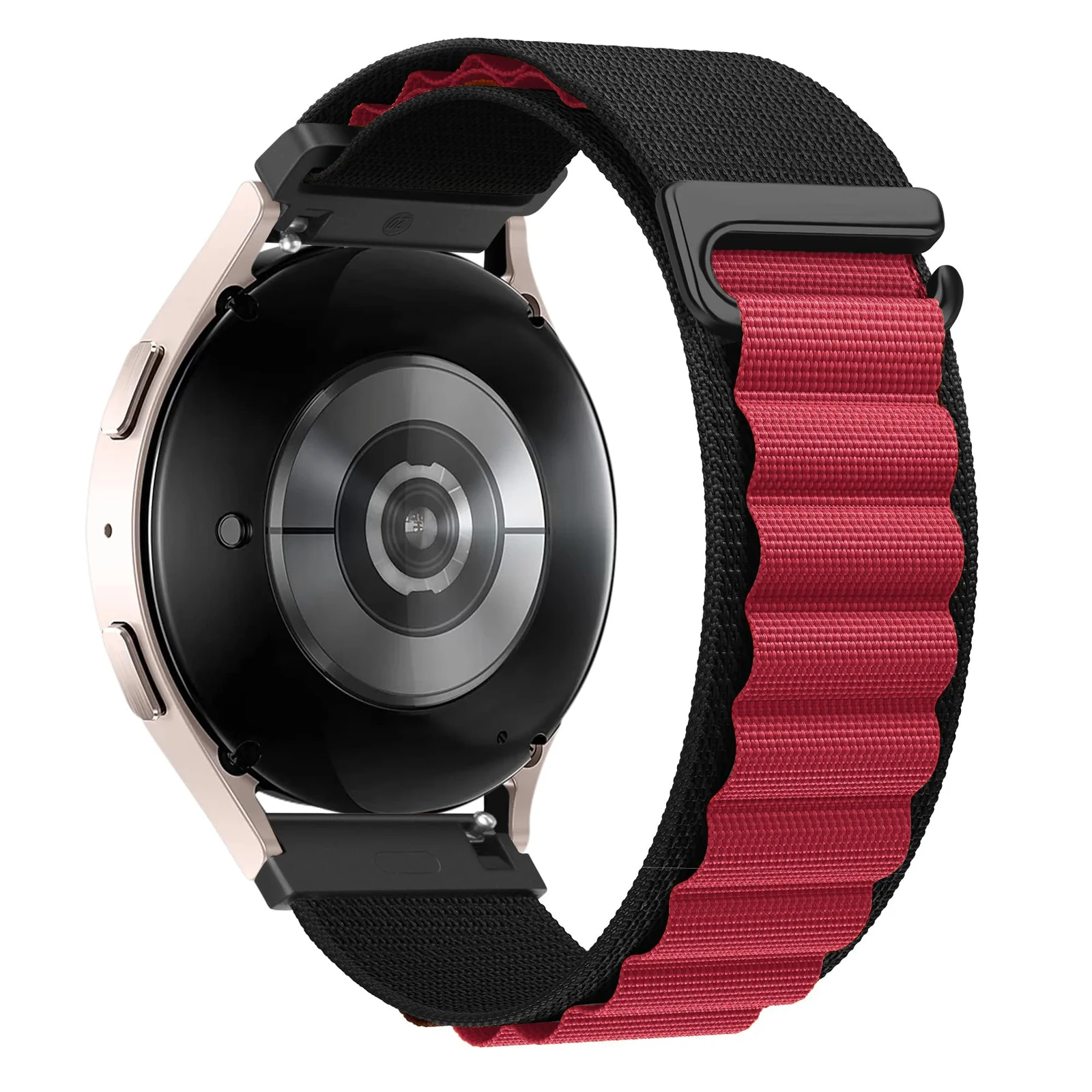 DL3 Mobilak Alpine Loop Bands Sport Nylon 20MM For Samsung Galaxy Watch 7 6 5 4 40mm 44mm/5 Pro 45mm/S2 classic/active 2 40mm 44mm/Amazfi GTS 2/2e/GTS 3/3 Pro/GTS 4/GTS 2 Mini/3 Mini/4 Mini/Bip 3 Pro - Black Red