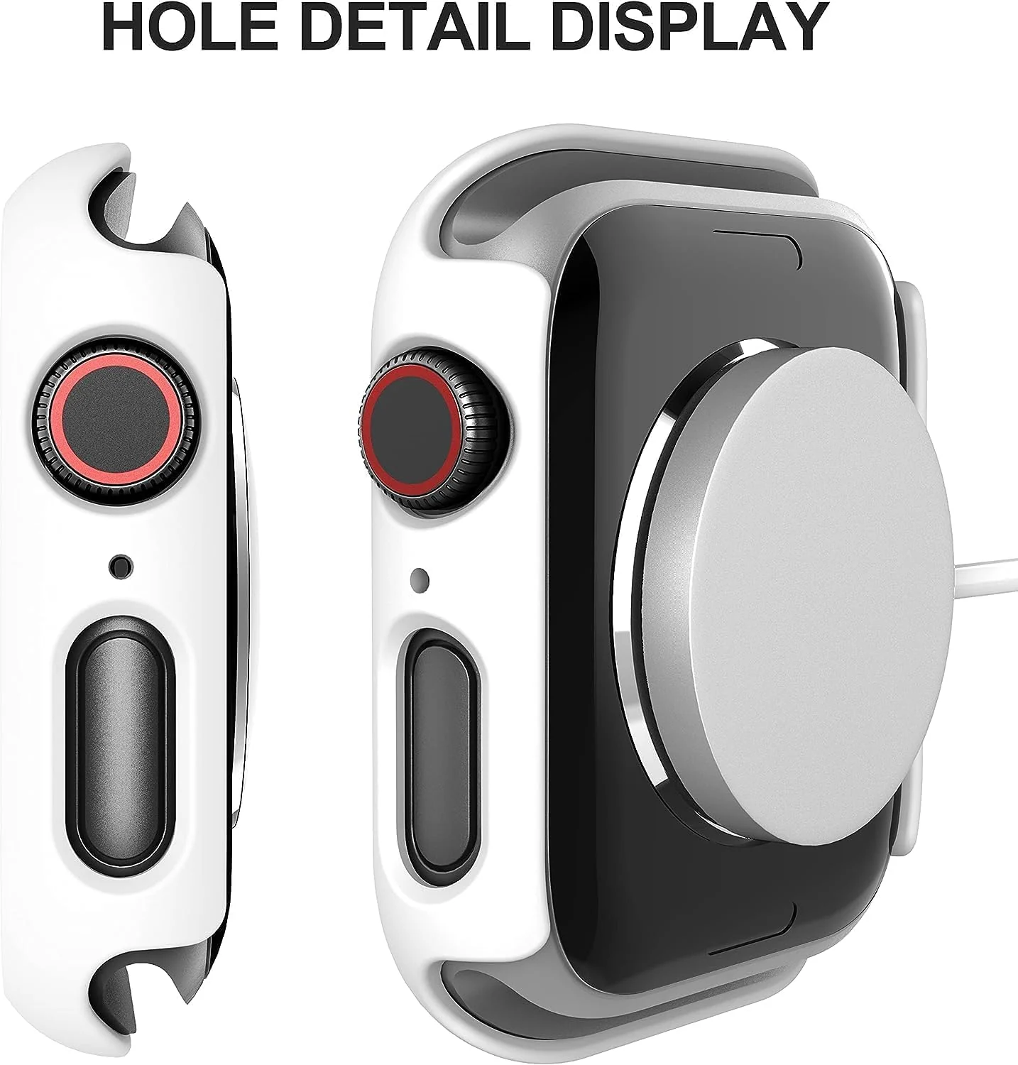 DL3 Mobilak Hard Case Designed for Apple Watch Series 8/7/6/5/4/Series SE/SE 2 44mm, Built-in 9H [HD Clear] Tempered Glass Screen Protector, [Full Protection] Slim Cover for 44mm - White