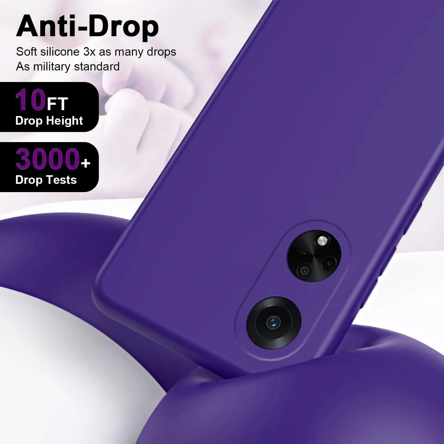 DL3 Mobilak OPPO A98 Case, Soft Flexible Silicone Gel Rubber Bumper Cover, Full Body Shockproof Protective Phone Case - Purple