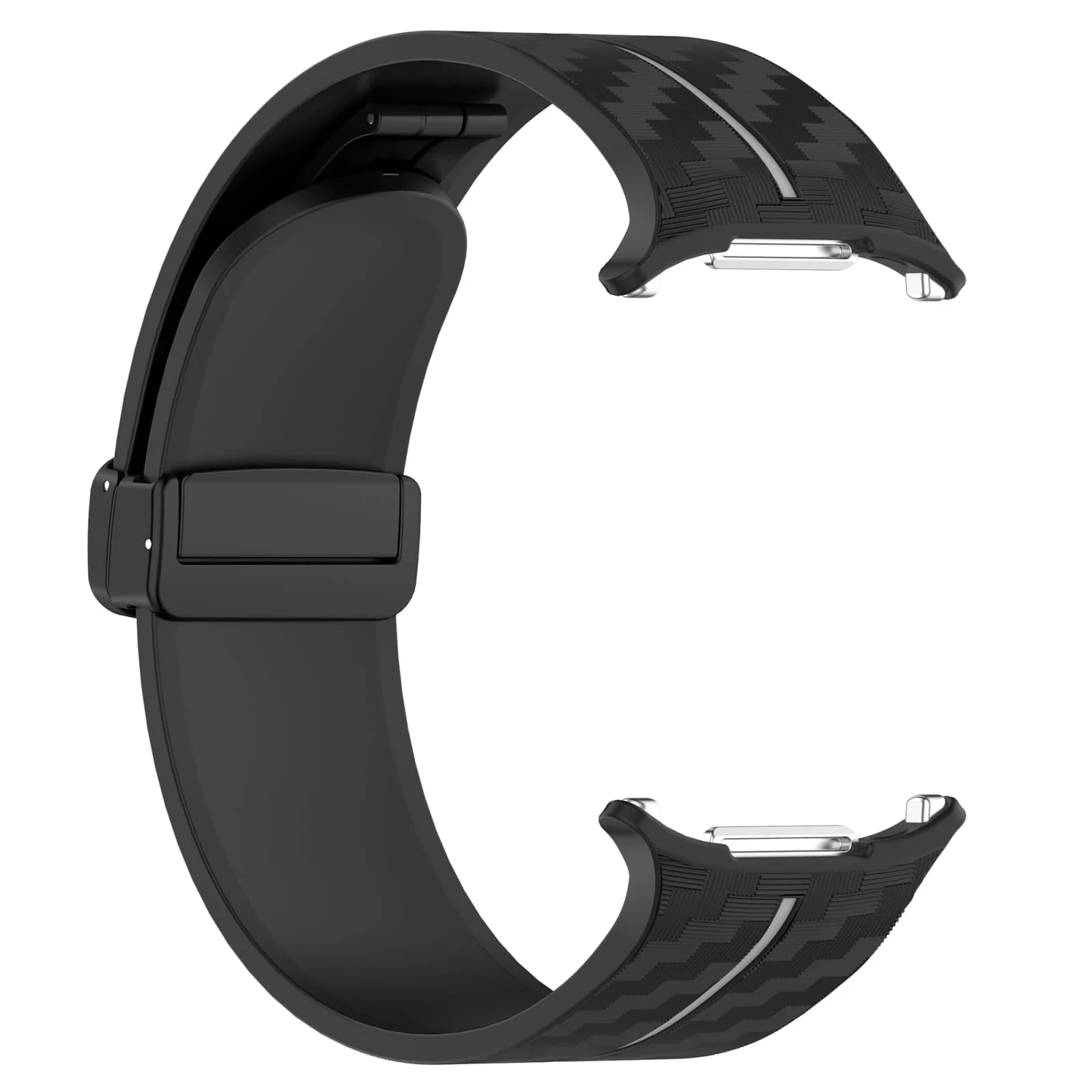DL3 Mobilak Compatible for Samsung Galaxy Watch Ultra Band 47mm for Men Women, Soft Silicone Waterproof Sport Strap with Magnetic Clasp, Stylish Carbon Fiber Replacement Galaxy Watch 7 Ultra Bands - Black Gray