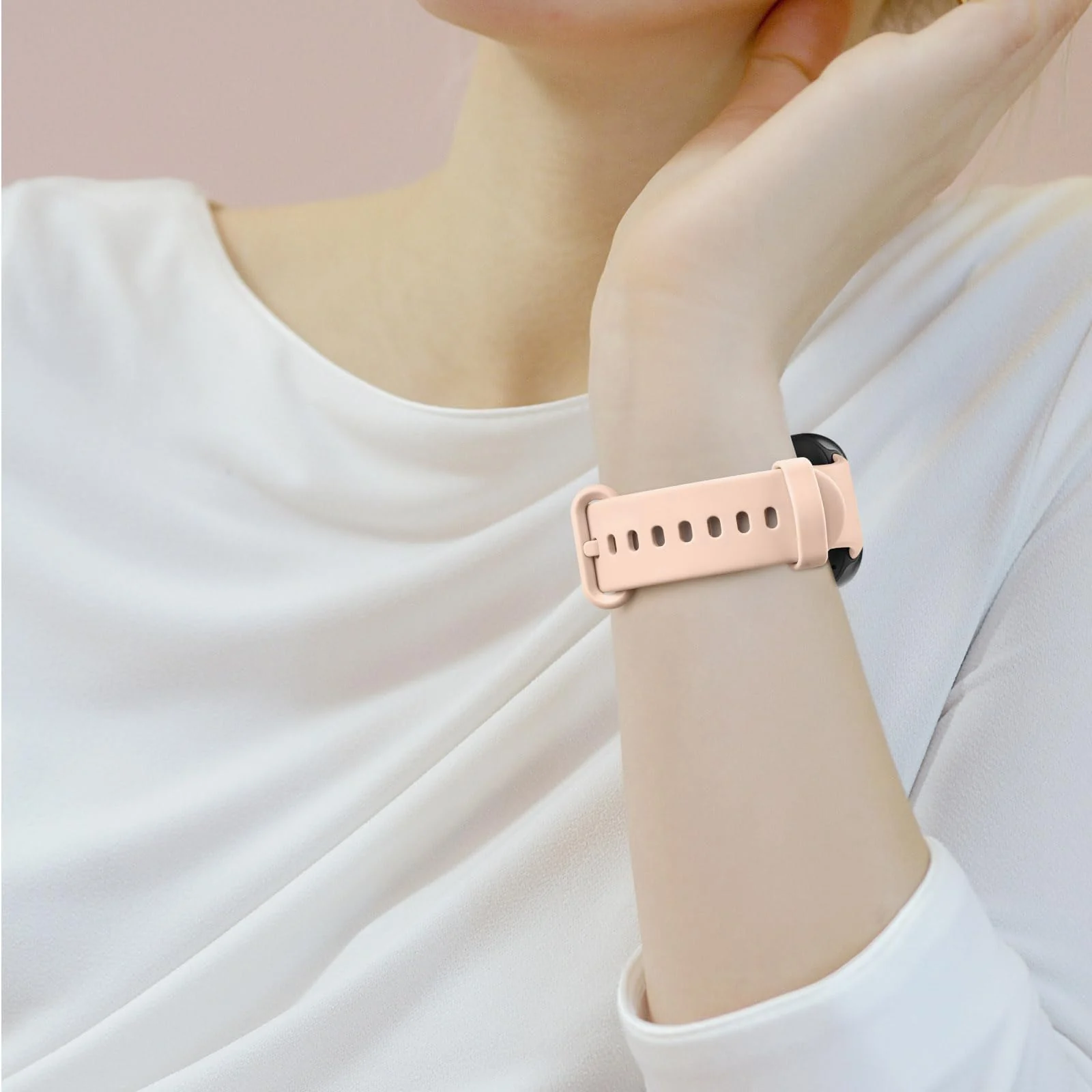 DL3 Mobilak Bracelet for Redmi Watch 4 / Redmi Watch 5 / Xiaomi Smart Band 8 Pro/Xiaomi Smart Band 9 Pro Wristbands for Men Women, Silicone Strap, Waterproof Sports Replacement Strap - Pink