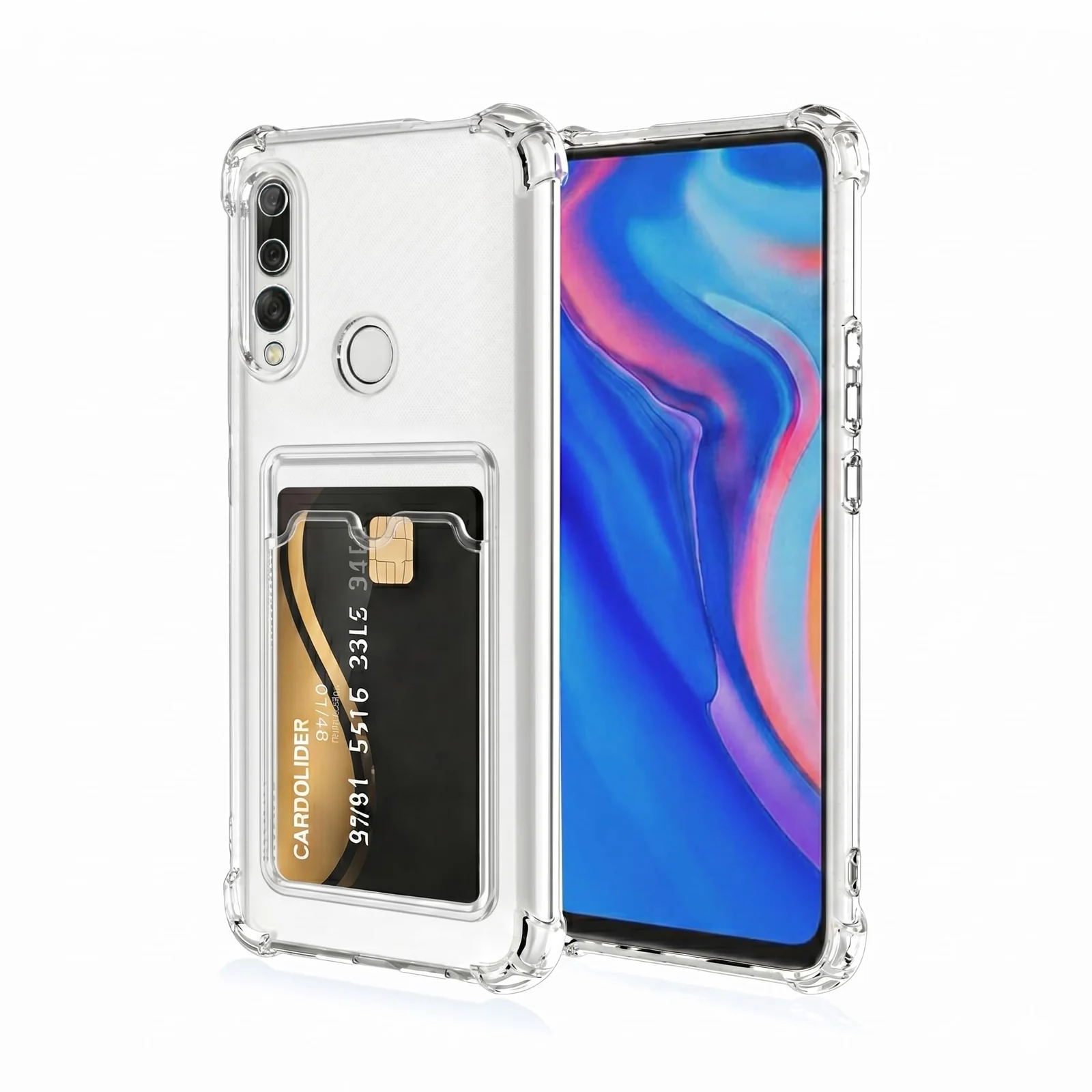 DL3 Mobilak Leather Wallet Case for Huawei Y9 Prime 2019 / Honor 9X / P Smart Z, Supports wireless charging, Camera protection, Shock-absorbing protection - Clear