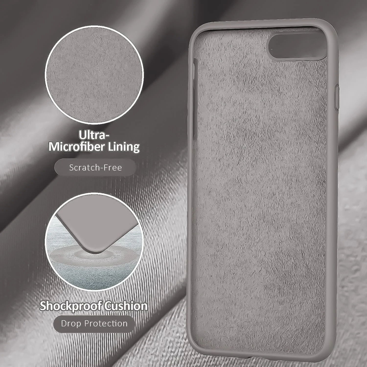 DL3 Mobilak Liquid Silicone Protective Case with Soft Microfiber Lining for iPhone 7 Plus / iPhone 8 Plus - Stone