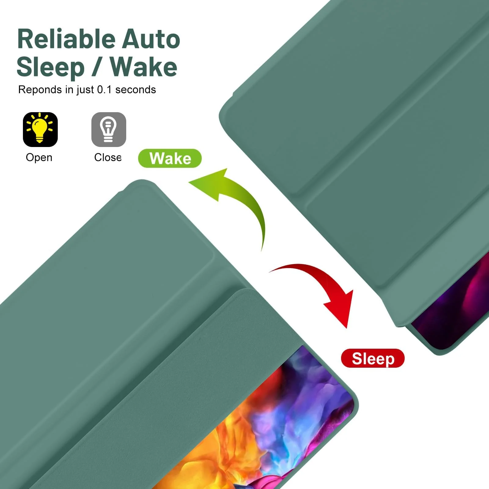 DL3 Mobilak Xiaomi Redmi Pad SE 8.7'' inch 2024 Tablet Case with Pen Holder, Soft TPU Back Trifold Stand Protective Smart Cover Flip, Auto Wake&Sleep - Green