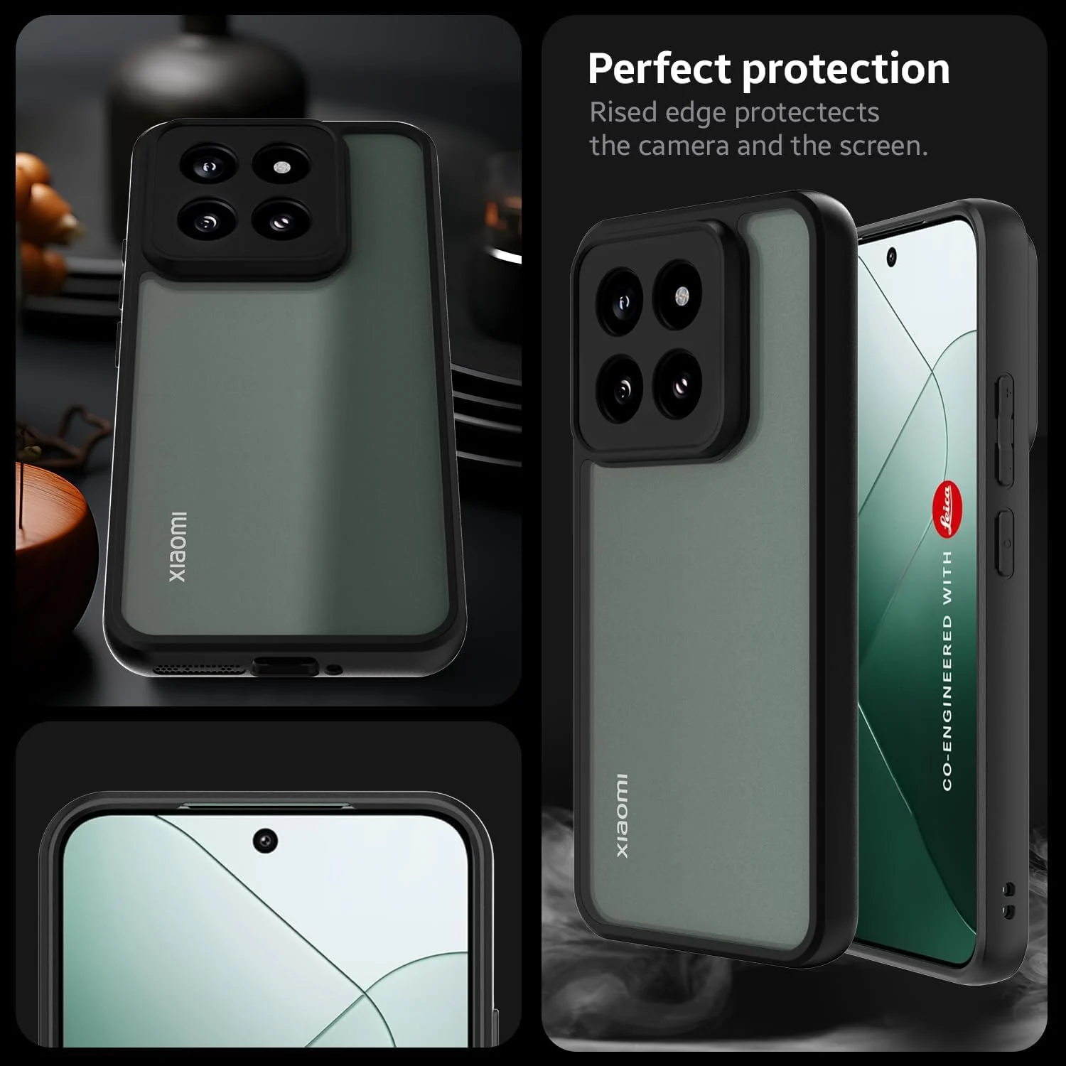 DL3 Mobilak Clear TPU Case for Xiaomi 14 Pro, Camera protection, Shock-absorbing protection, Scratch-resistant surface - Black