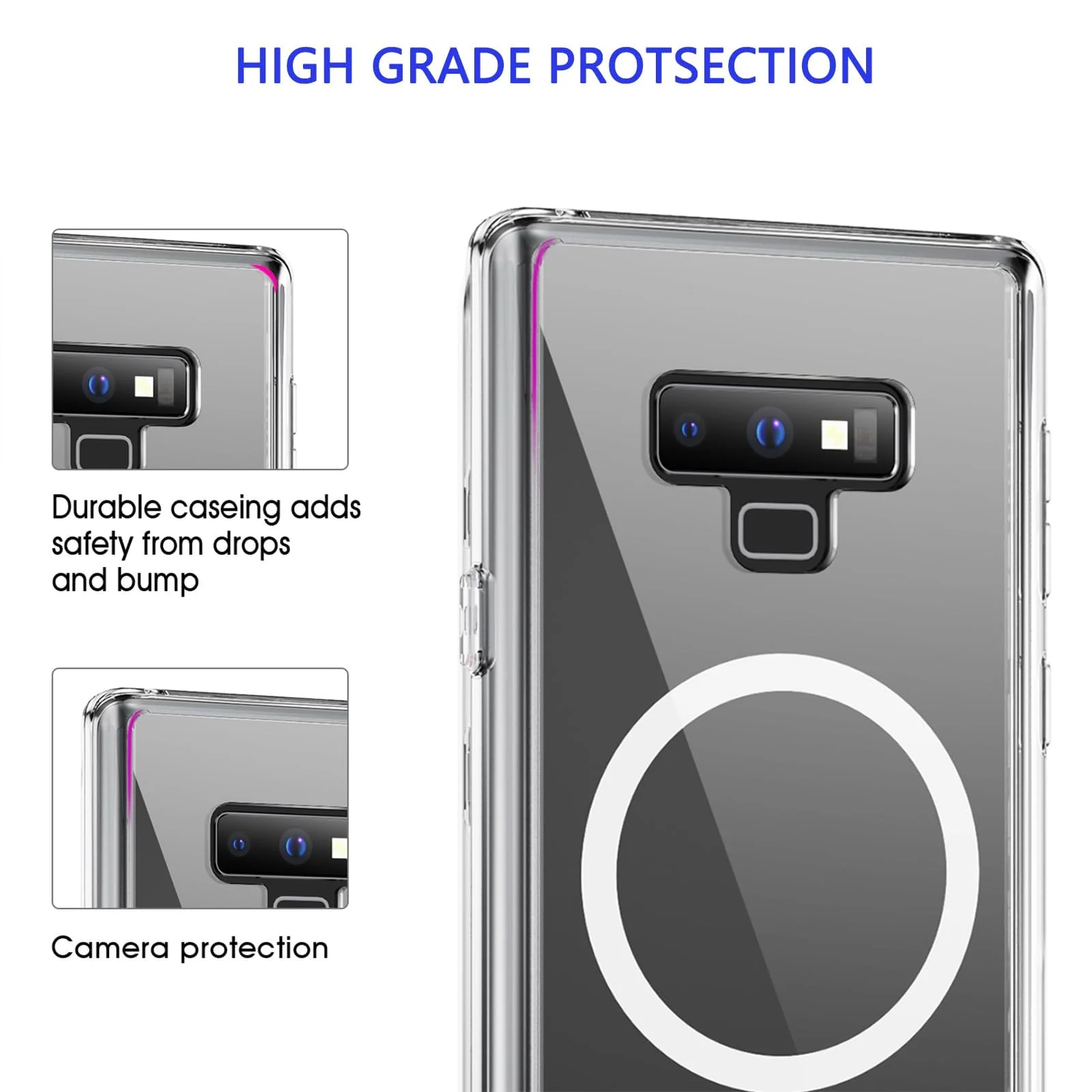 DL3 MOBILAK MagSafe-Compatible Phone Case for Samsung Galaxy Note 9, Clear