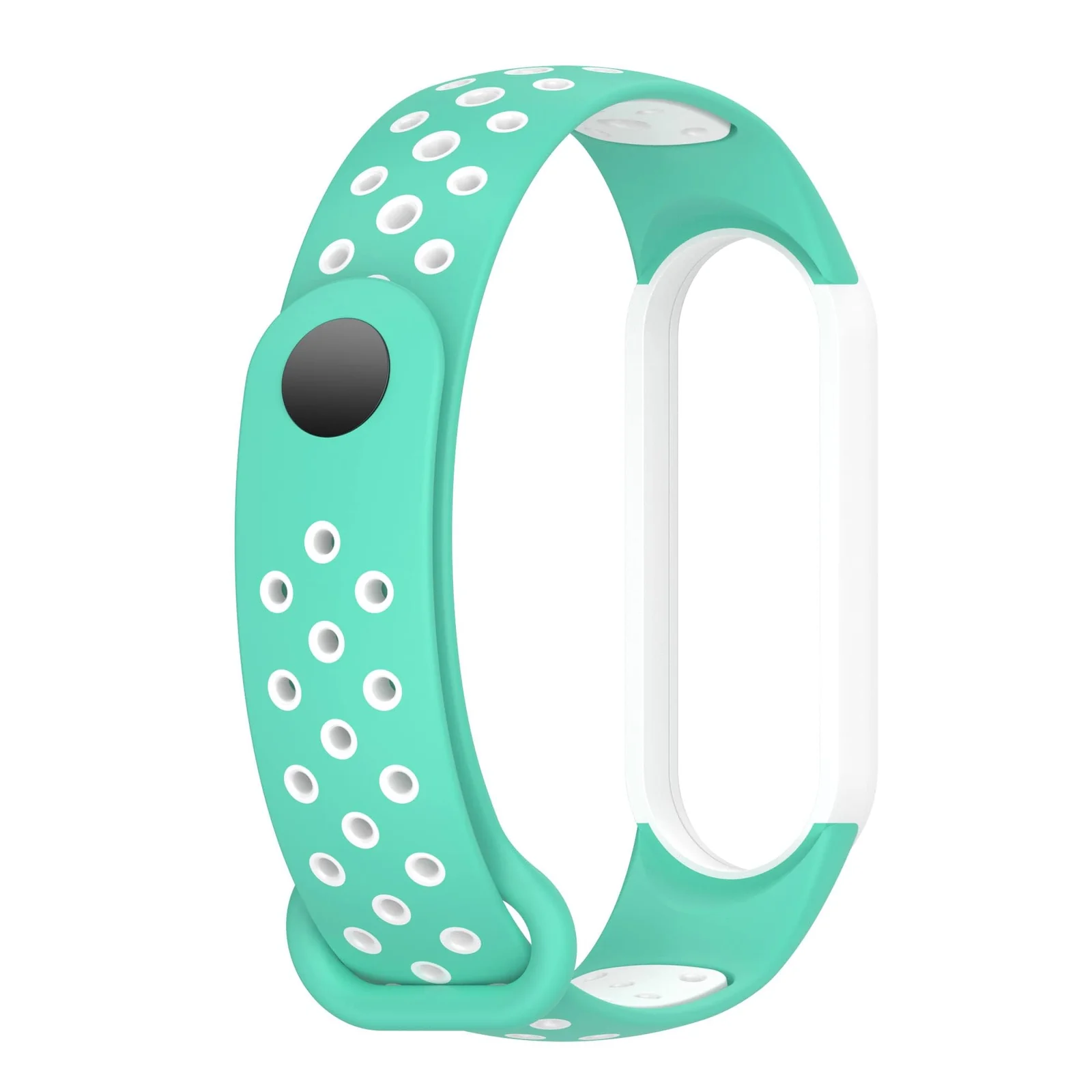 DL3 Mobilak Strap Compatible with Xiaomi Mi Band 4 / Mi Band 3, Women Men Armband, Two Colours Breathable Adjustable Soft Silicone Replacement Strap Compatible with Xiaomi Mi Band 3/4 - Teal White