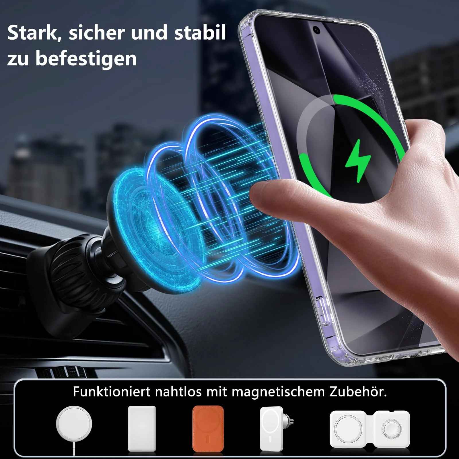 DL3 Mobilak Clear MagSafe-Compatible Magnetic Case for Samsung Galaxy S24 Plus 5G with Shockproof Design - Clear