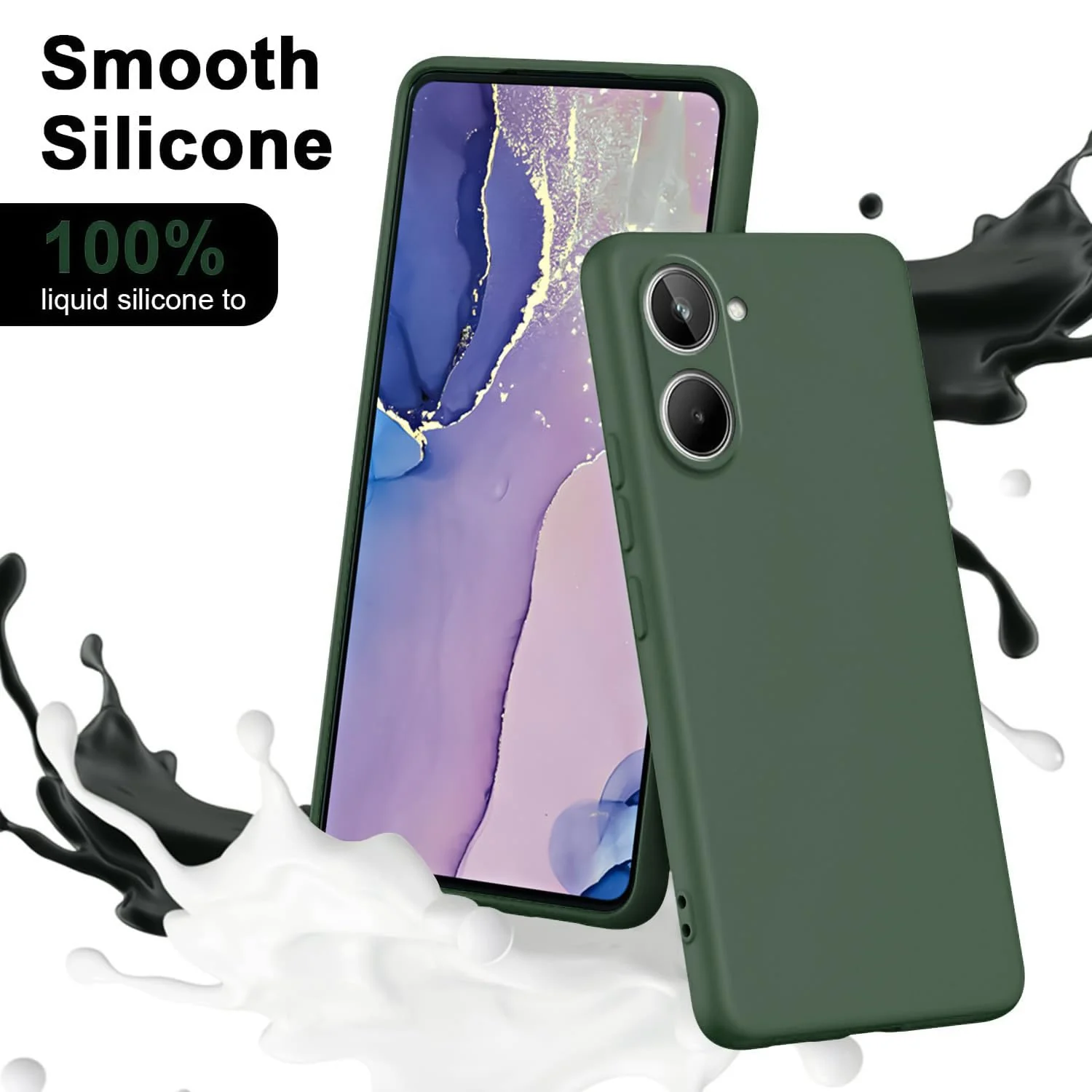 DL3 Mobilak Liquid Silicone Protective Case for realme 10 4G with Microfiber Lining and Shockproof Design - Green