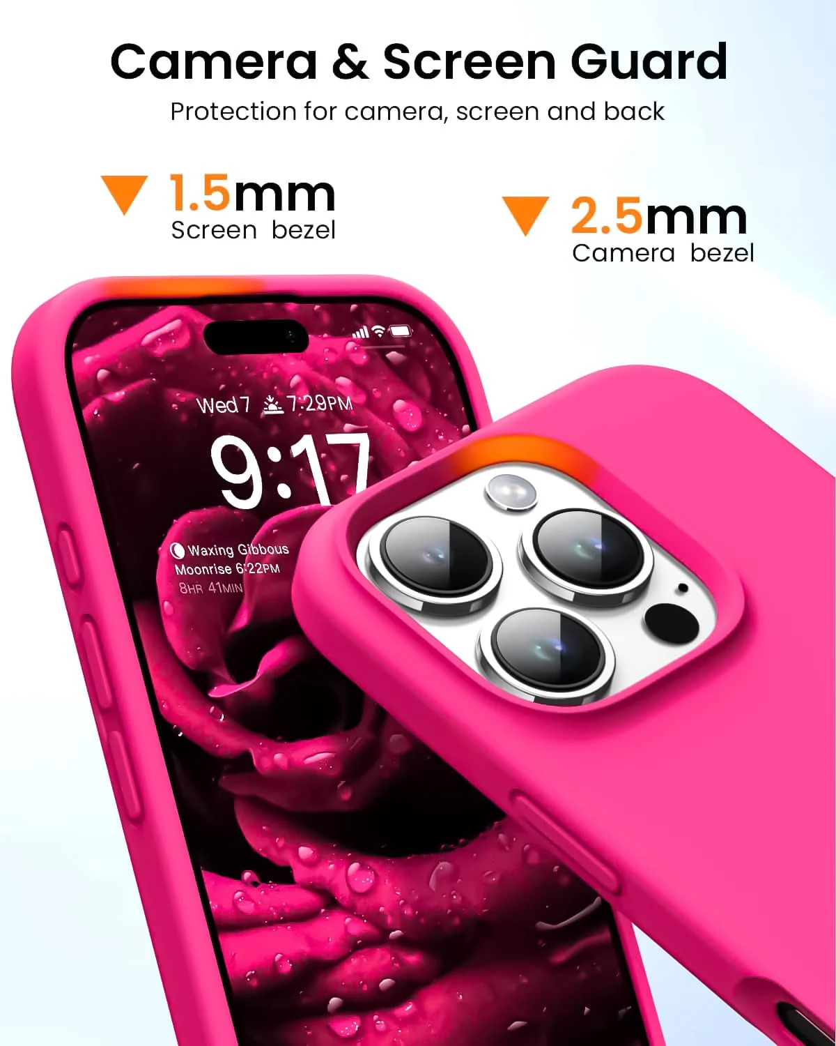 DL3 Mobilak Liquid Silicone Protective Case with Soft Microfiber Lining for iPhone 16 Pro Max - Neon Pink