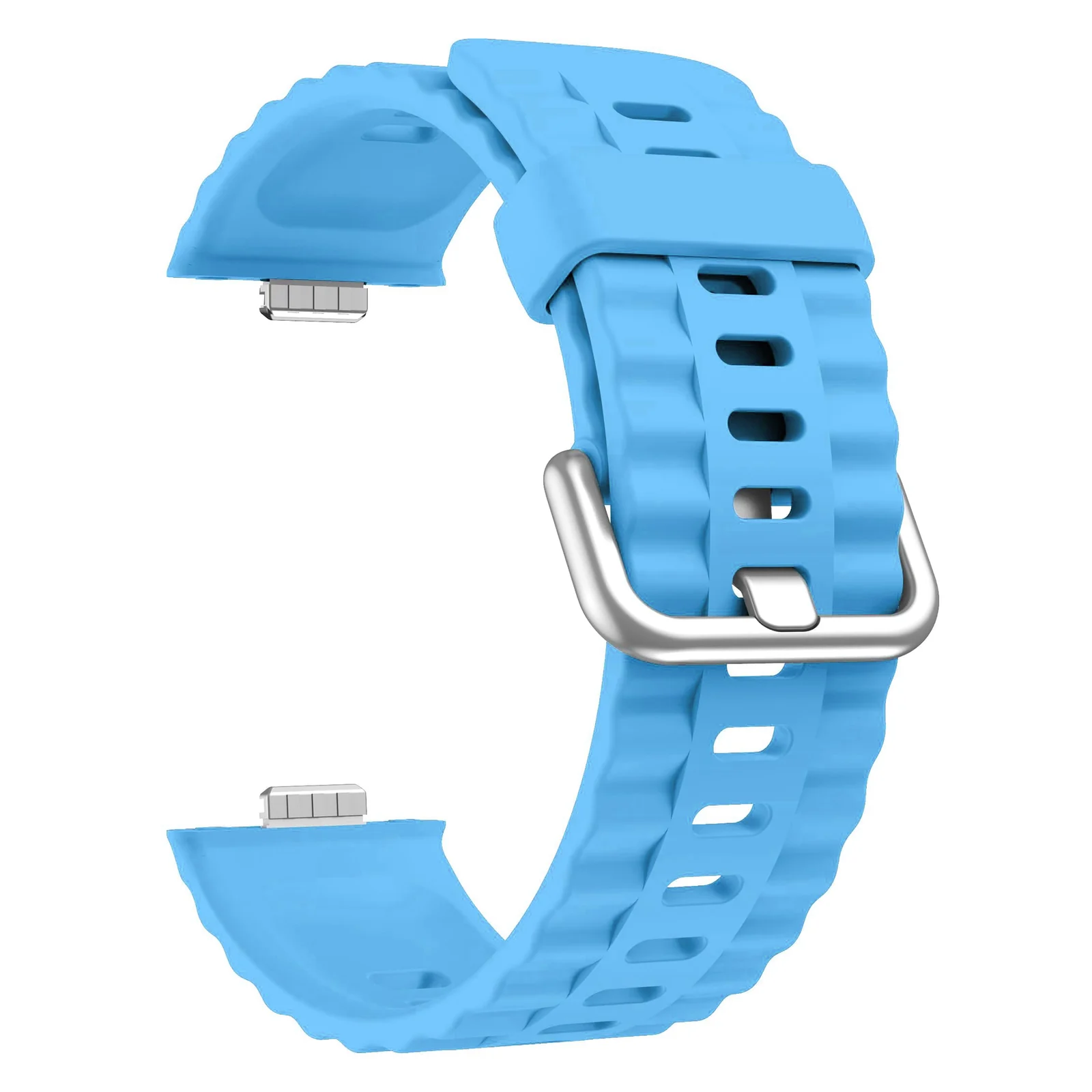 DL3 Mobilak Wavy Texture Sports Wristbands for Huawei Watch Fit 4/Fit 4 Pro/Fit 3 Strap, Breathable Silicone Wristband Strap Watch Strap Bracelet for Huawei Watch Fit 4 Pro/Fit4/3 - Sky Blue