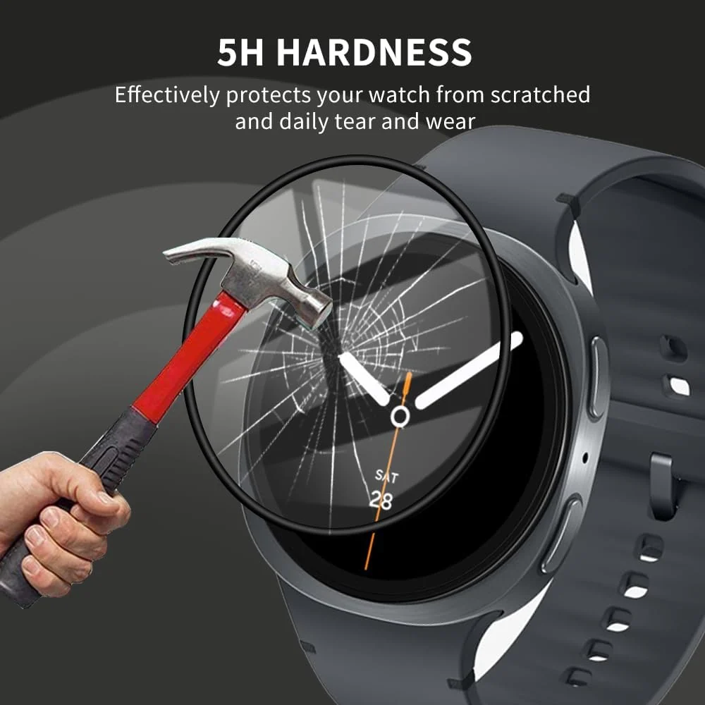 DL3 Mobilak Screen Protector For Samsung Galaxy Watch 8 44mm, 3D Curved Soft Edge Protective Film [Anti-Scratch] [Bubble Free] [Ultra Shatterproof] [High Sensitive] (Not Glass) For Galaxy Watch8 44 mm - Black