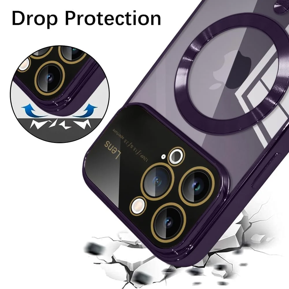 DL3 Mobilak Clear MagSafe-Compatible Magnetic Case for iPhone 11 Pro Max 6.5 Inch with Camera Protection and Shockproof Design - Dark Purple