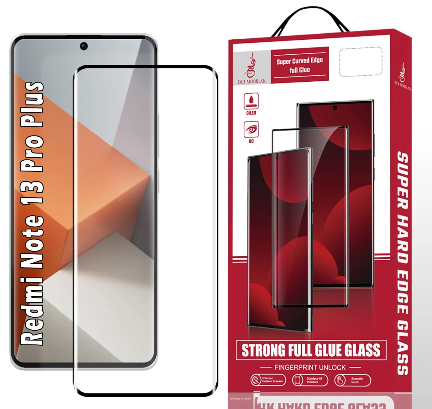DL3 Mobilak Screen Protector for Xiaomi Redmi Note 13 Pro+ Plus, Tempered Glass Screen Saver Premium HD Protective, Scratch Resistant, NO-Bubble, 9H Hardness, Full Coverage Film - Clear