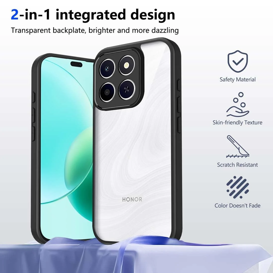 DL3 Mobilak Soft Silicone Protective Case for Honor X6C with Camera Protection and Military-Grade Protection - Black