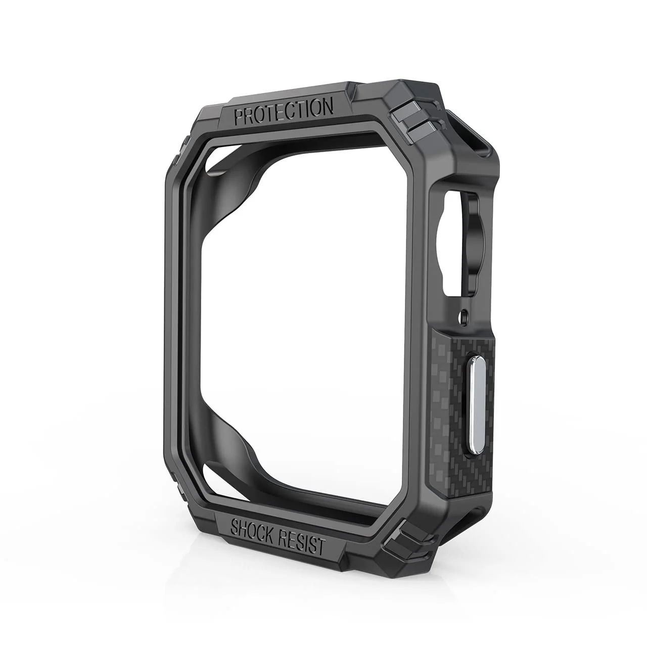 DL3 Mobilak Carbon Fiber Pattern Design TPU Case Compatible with 45mm Series 8/7 Shockproof and Shatter-Resistant Protective Bumper Cover iWatch Series 7/8 45MM - Black & Silver