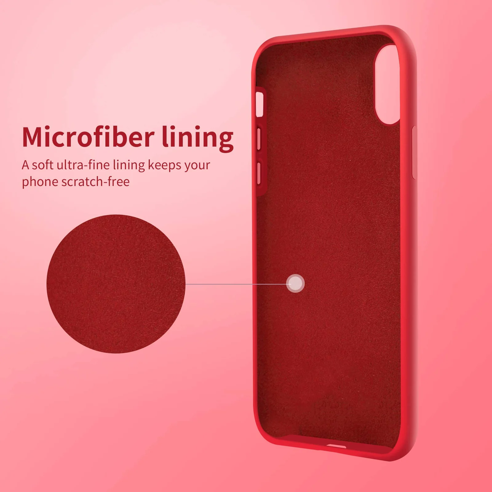DL3 Mobilak Liquid Silicone Protective Case with Soft Microfiber Lining for iPhone X / iPhone XS - Red