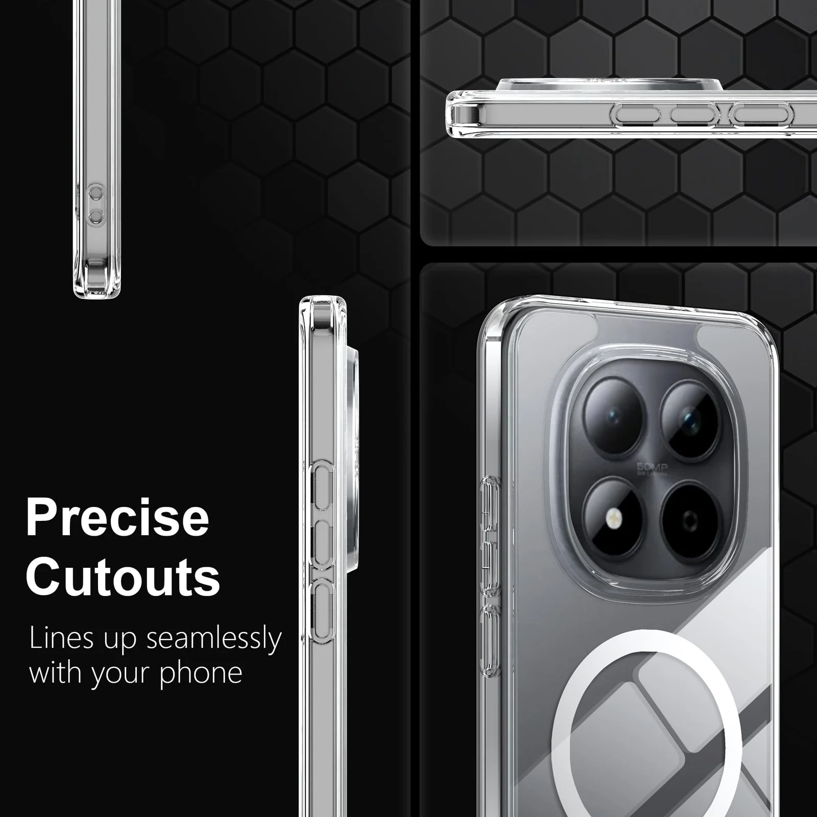 MOBIGON Slim Magnetic MagSafe-Compatible Phone Case for Xiaomi Redmi Note 15 Pro 5G, Clear