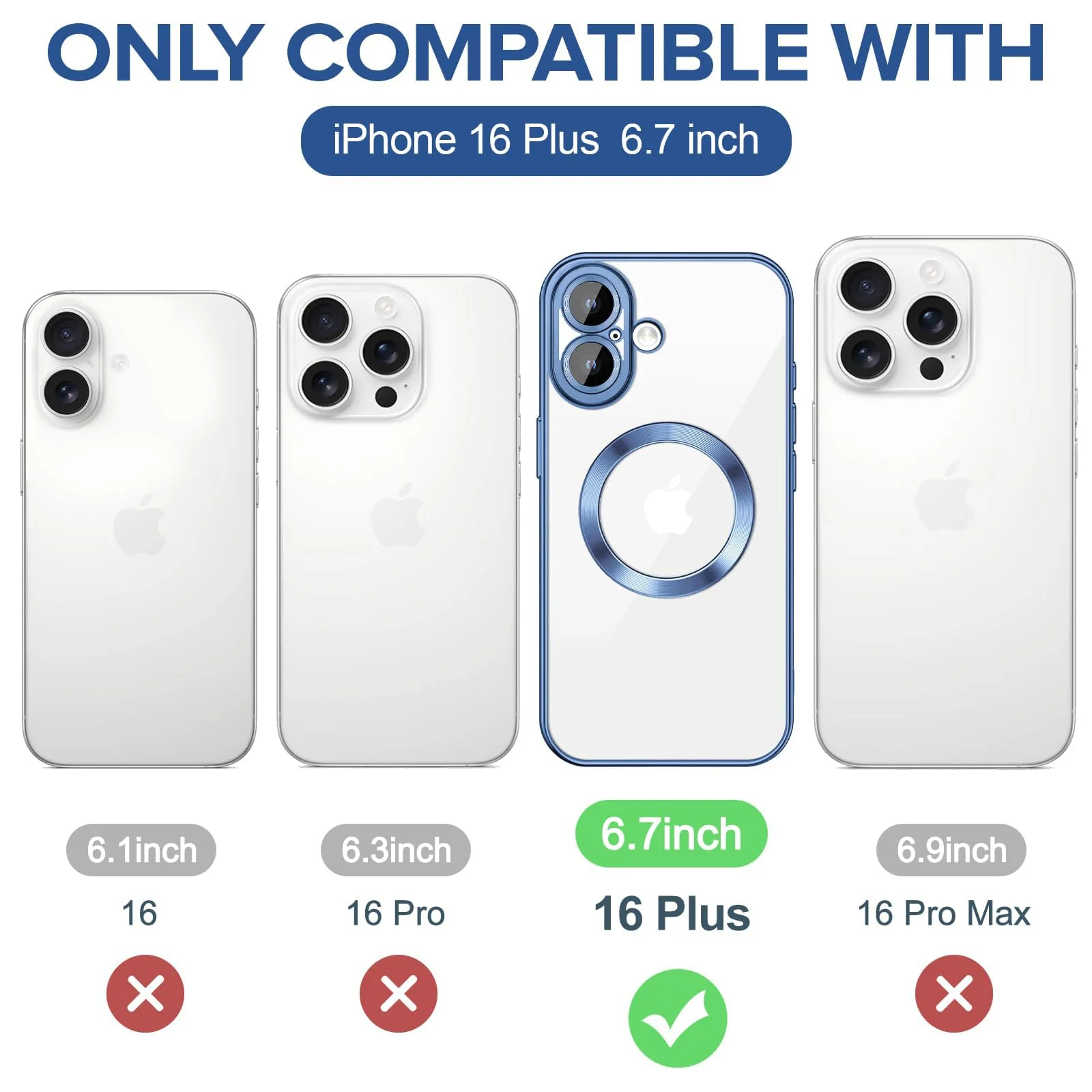 DL3 Mobilak Plated-Edge TPU Protective Case with Camera Protection for iPhone 16 Plus - Metallic Blue