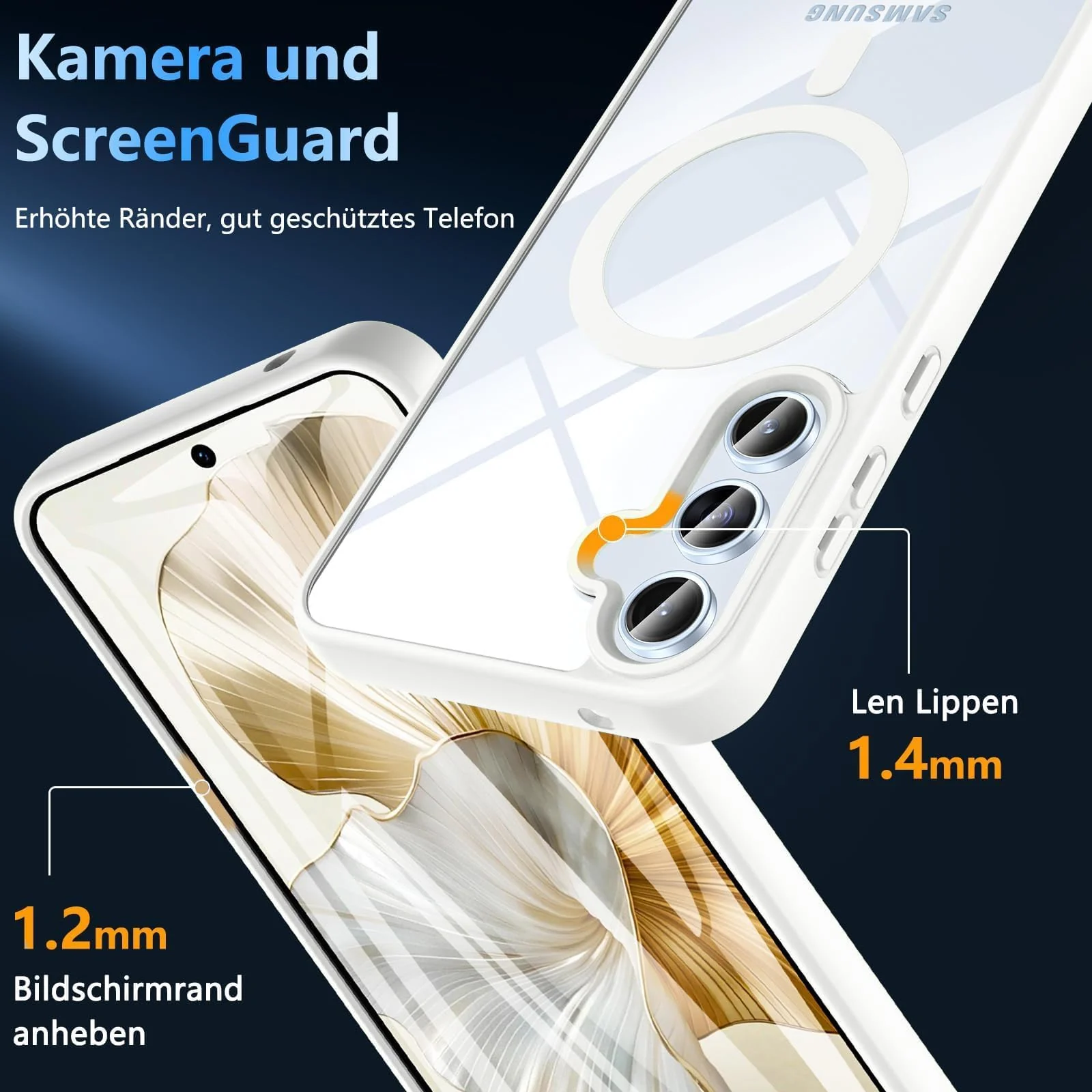 DL3 Mobilak Clear MagSafe-Compatible Magnetic Case for Samsung Galaxy A25 5G with Camera Protection and Magnetic Car-Mount Support - White