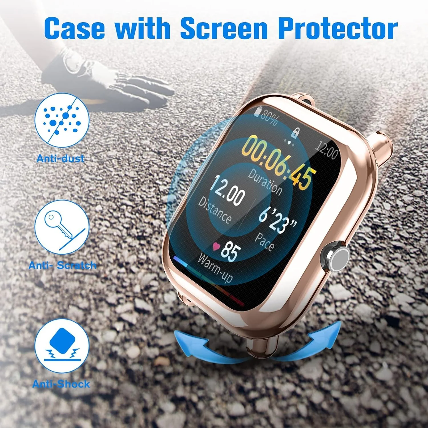 DL3 Mobilak Case Compatible with Amazfit GTS 2 Mini/Bip U Pro/Bip S/Bip Lite Case All-Around Screen Protector Watch Soft TPU Shockproof Cover Slim Guard Thin Bumper Shell Protector - Rose GOLD