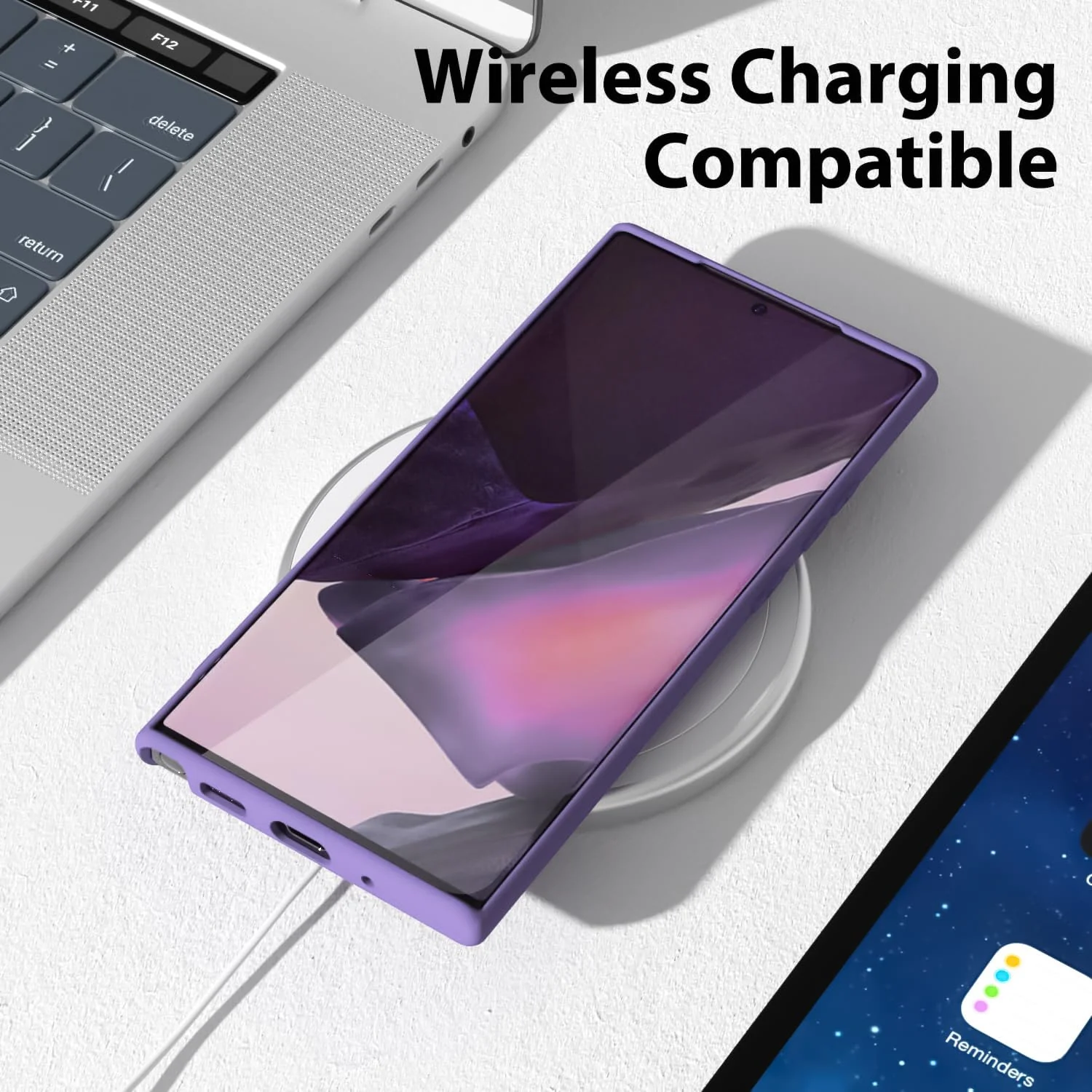 DL3 Mobilak Silicone Protective Case for Samsung Galaxy Note 20 Ultra, Shock-absorbing protection, Scratch-resistant surface, Soft microfiber lining - Light Purple
