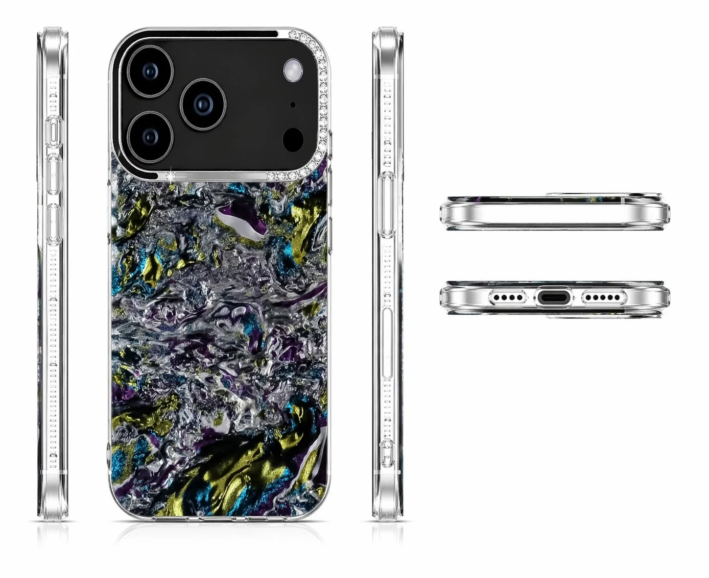 DL3 Mobilak Glitter Rhinestone Protective Case for iPhone 17 with Shockproof Design - Multi Color