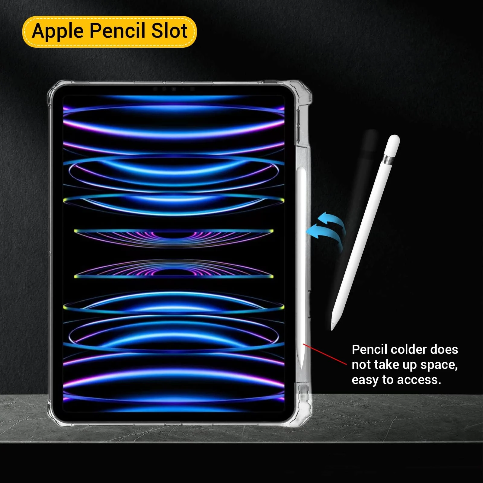 DL3 Mobilak Transparent Case for iPad Pro 11-Inch, 2022/2021/2020/2018 Model (4th/3rd/2nd/1st Generation) Shockproof, Slim Lightweight Anti-Yellowing Bumper, Kickstand Cover, with Pencil Holder - Clear